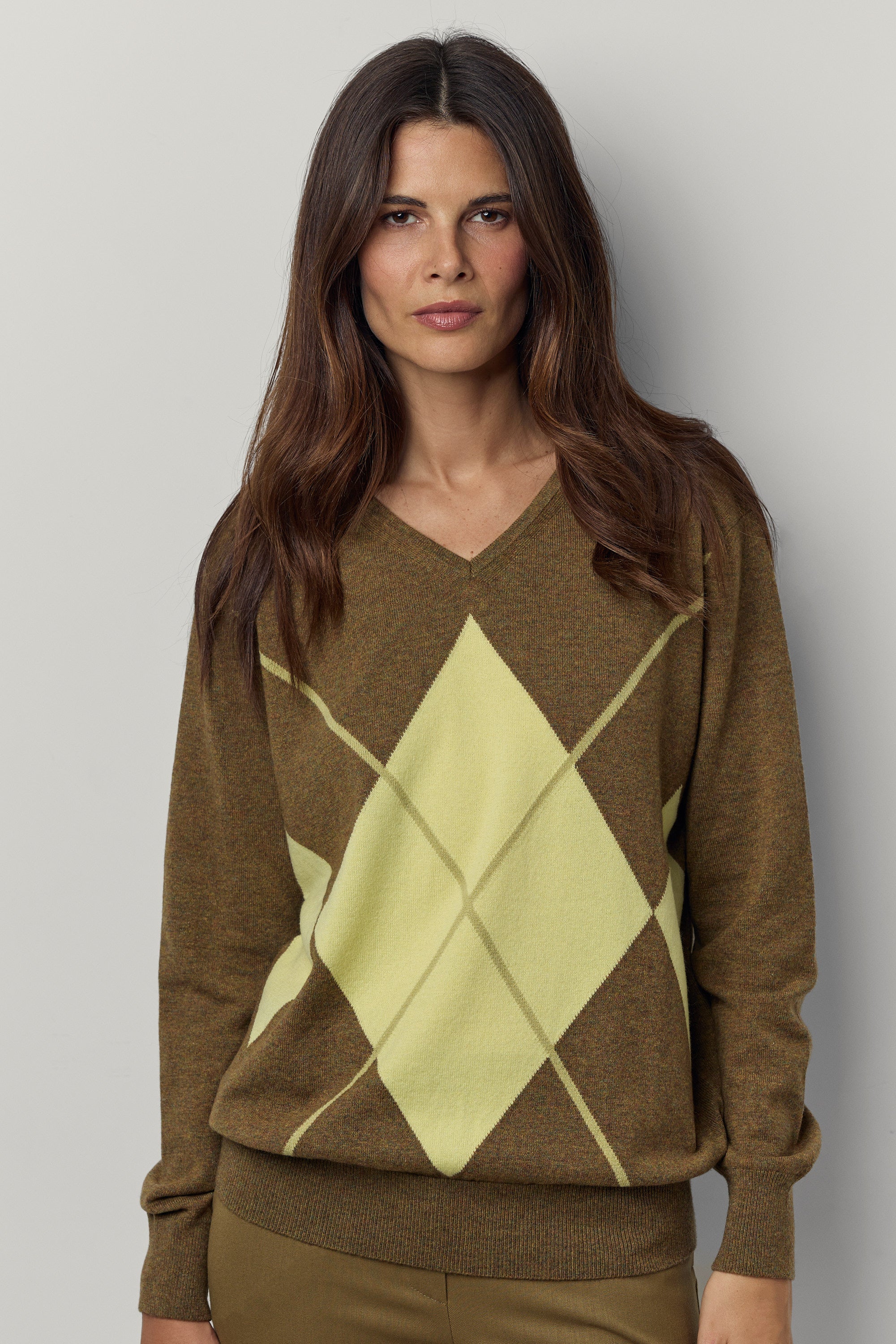 Pull col V Jaquard Oversize