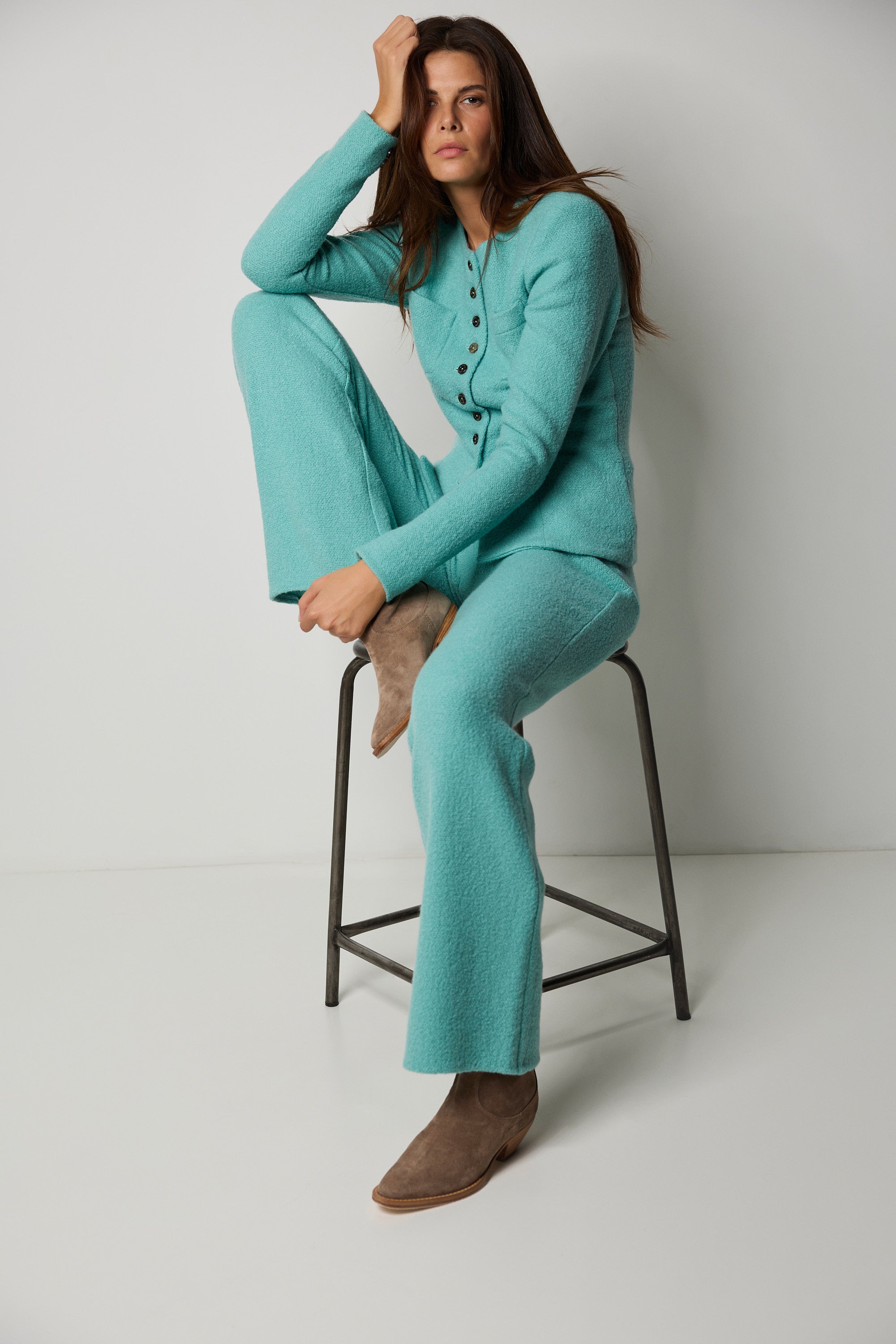 MEGÈVE cashmere and silk bouclé trousers