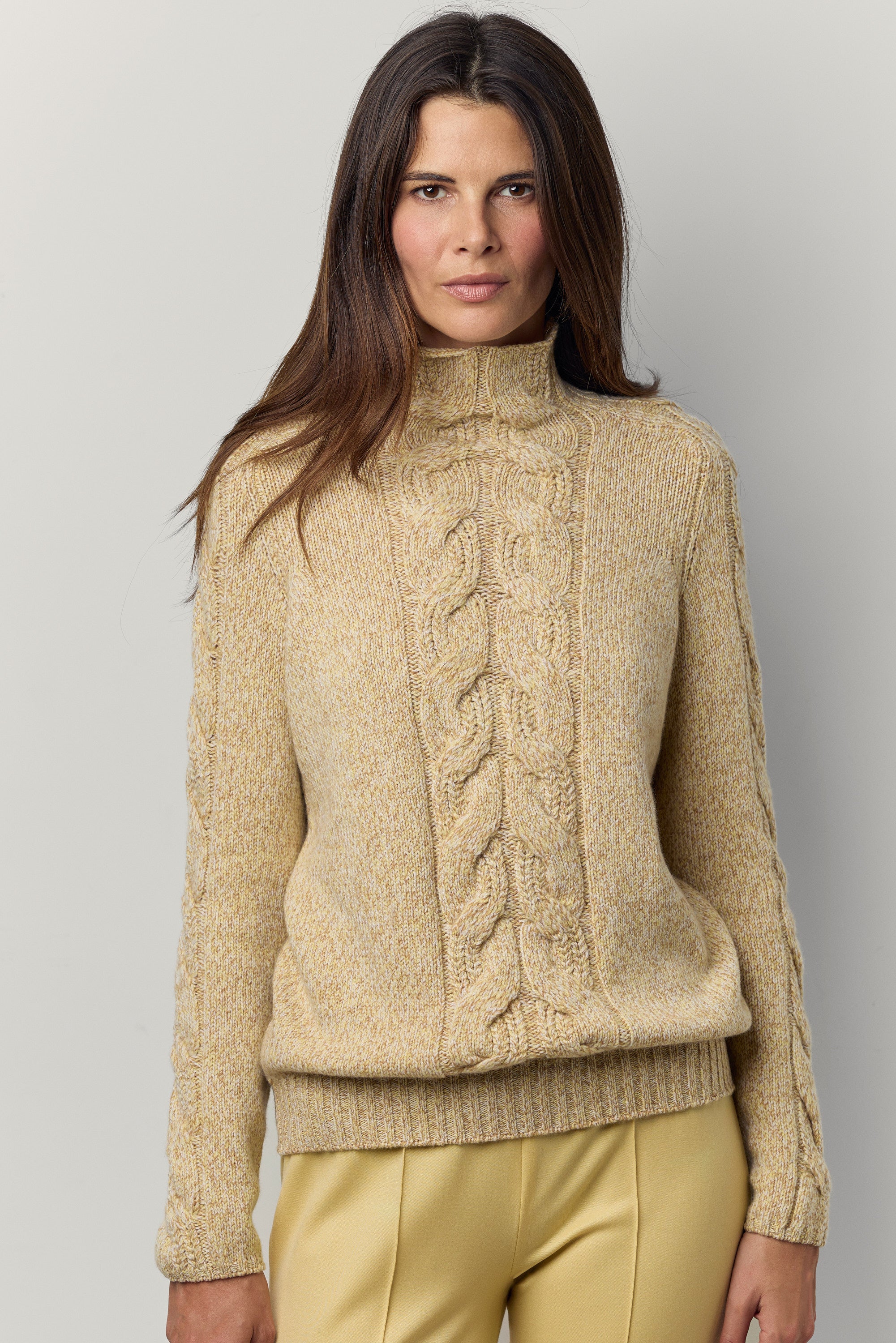 Pull en cachemire chiné à col cheminée