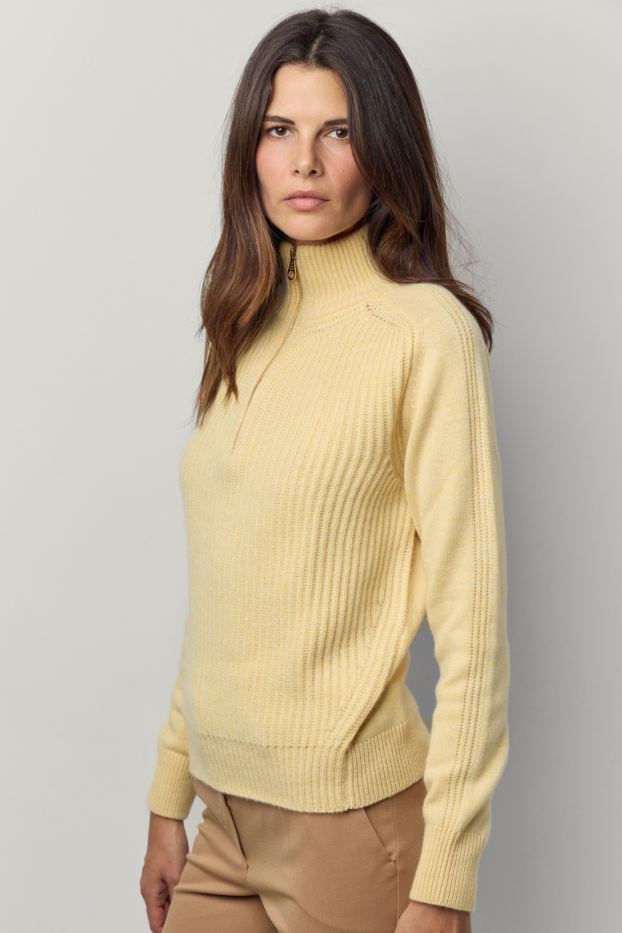 Pull en cachemire à col zippé