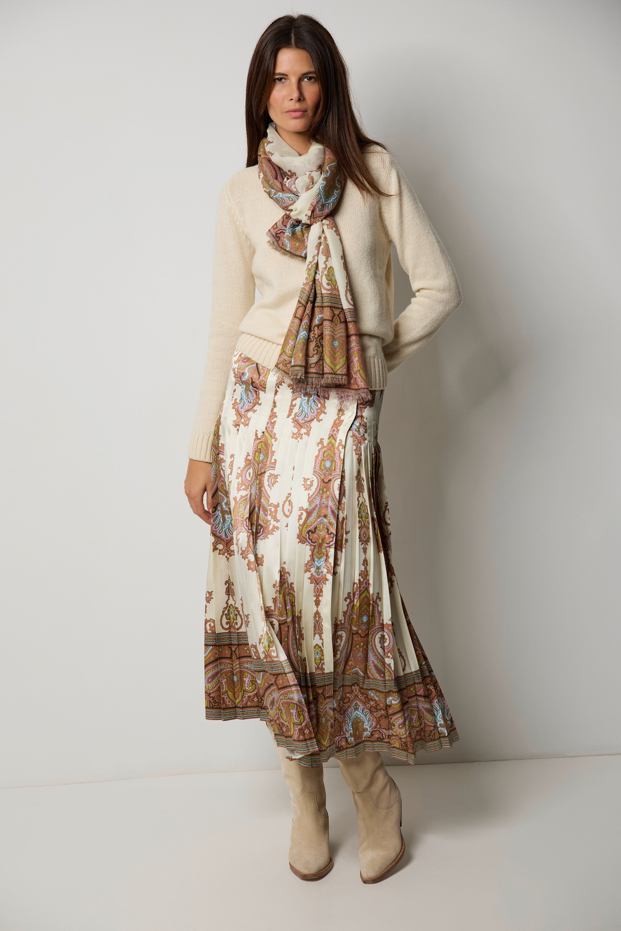 STAMPATA silk pleated skirt