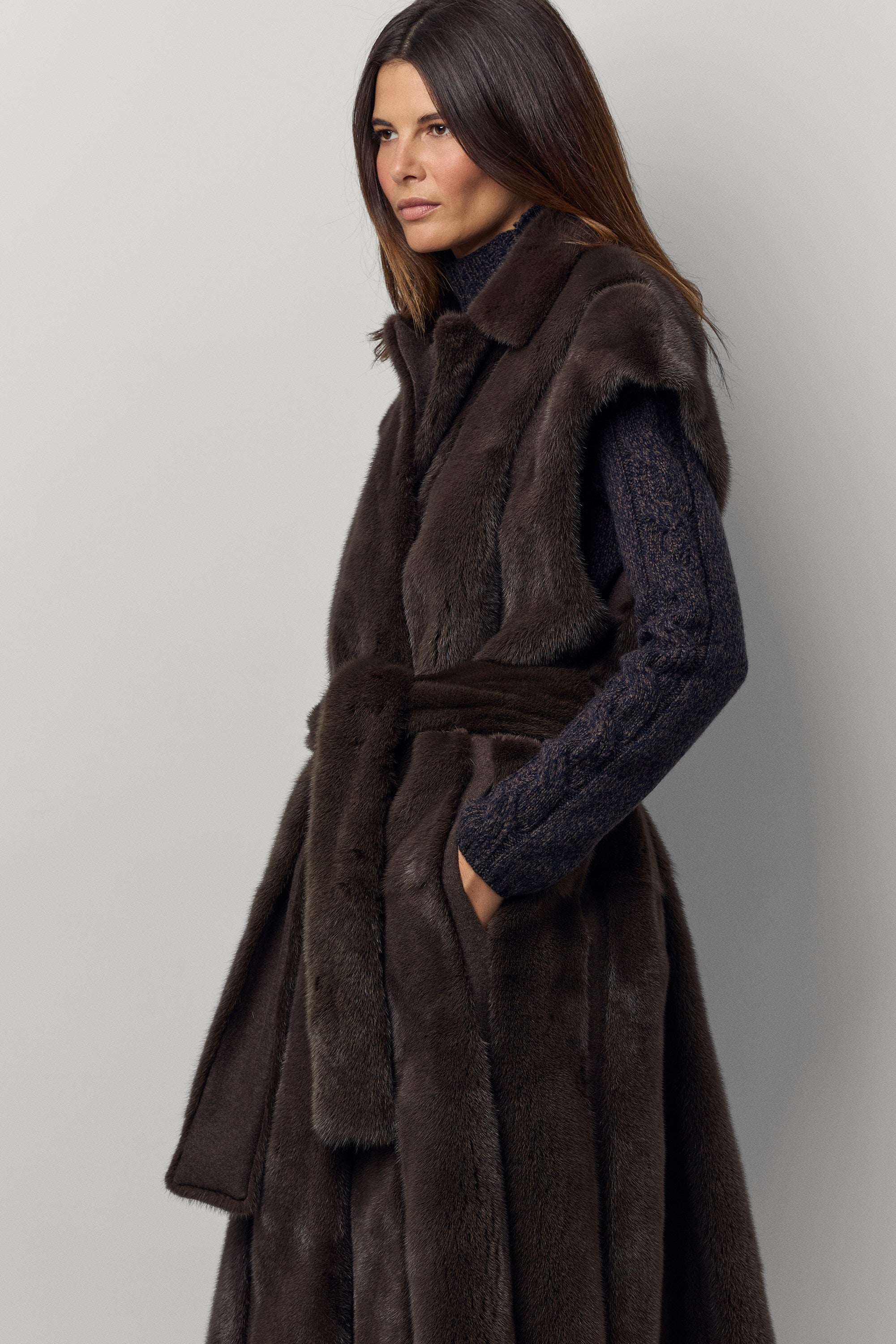 Felted mink and cashmere vest
