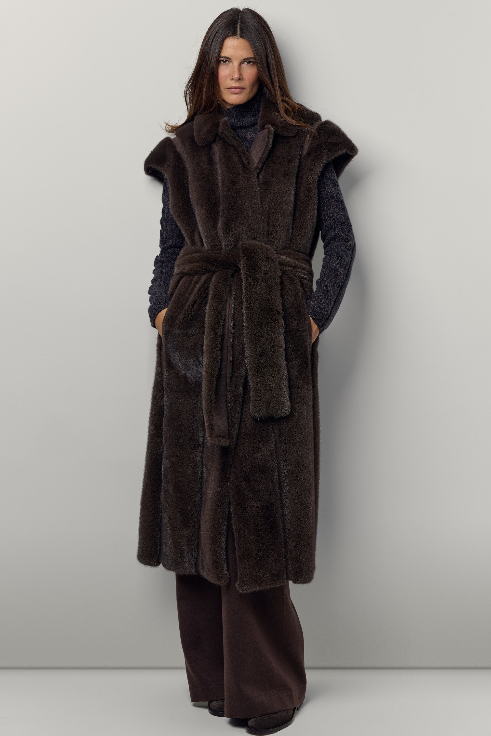 Felted mink and cashmere vest