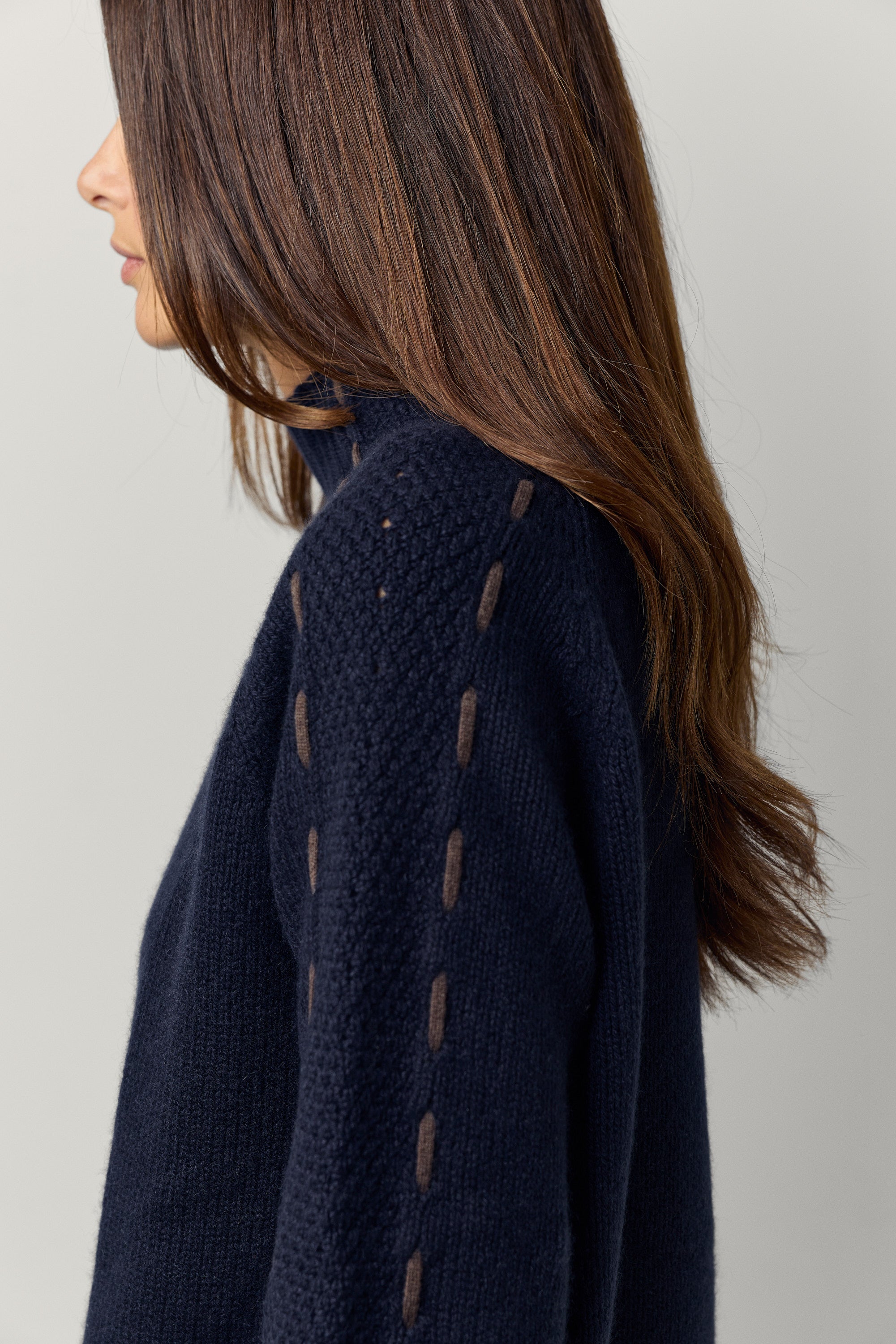Cashmere sweater with embroidered details