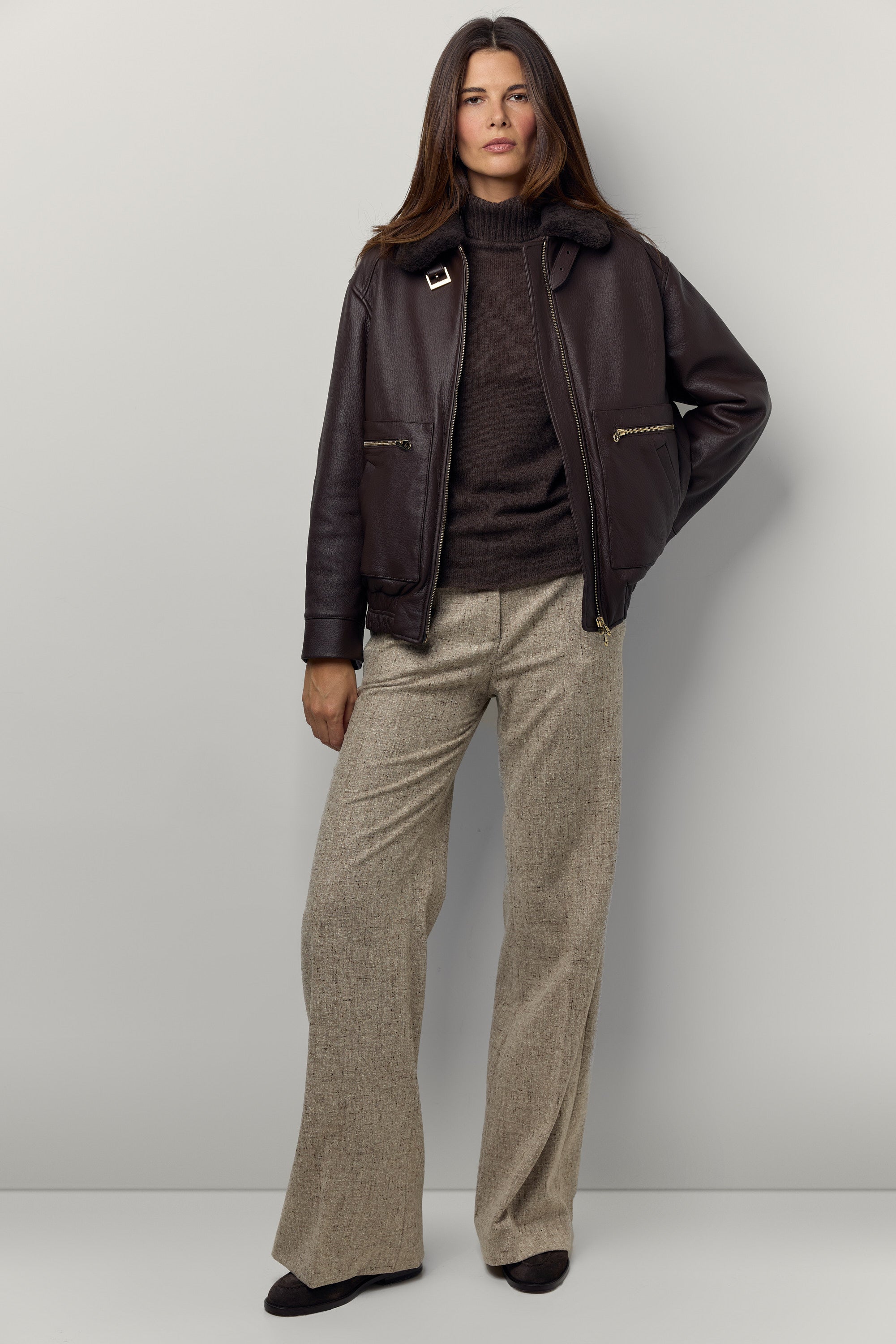 Blouson Motard en cuir de cerf