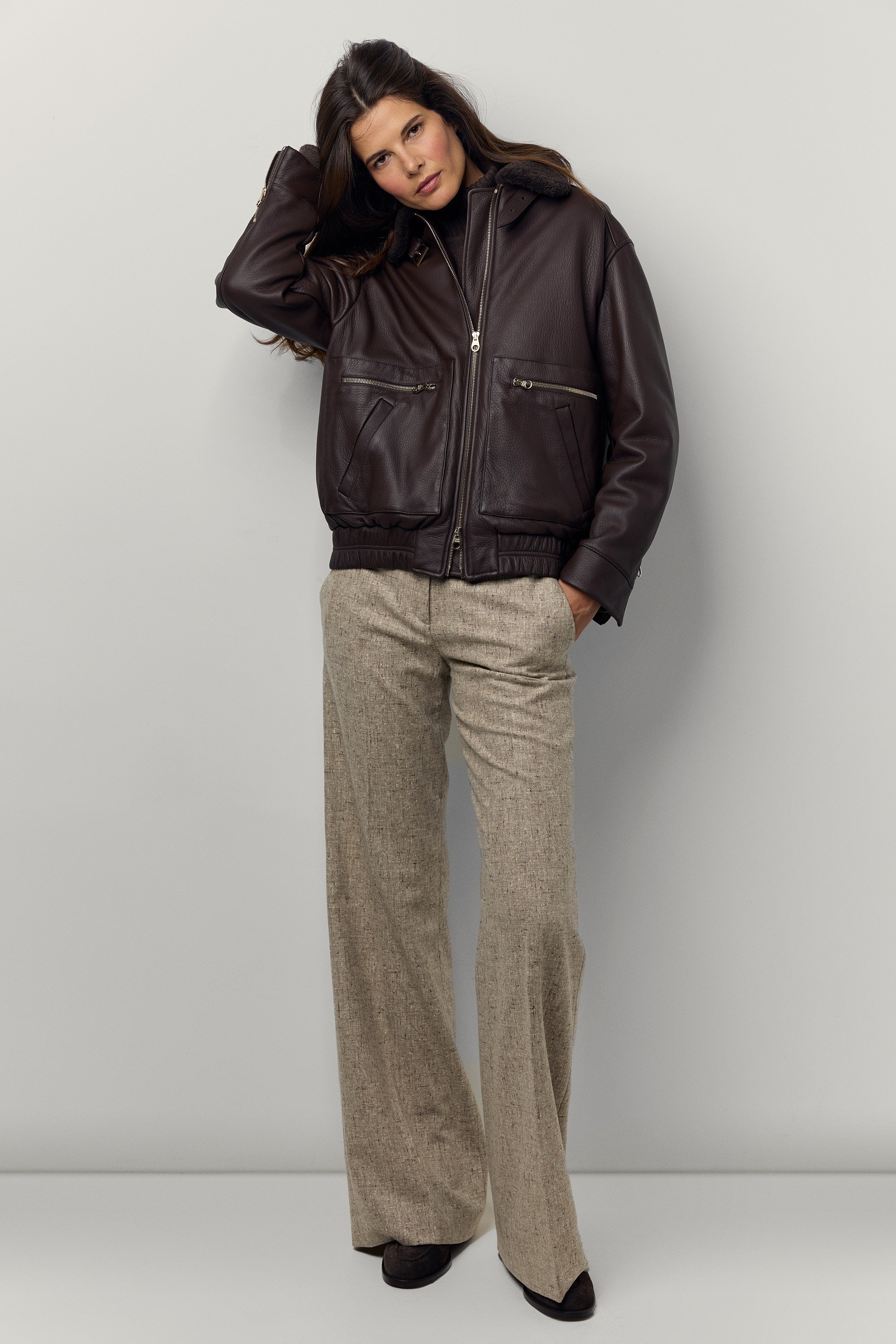Blouson Motard en cuir de cerf