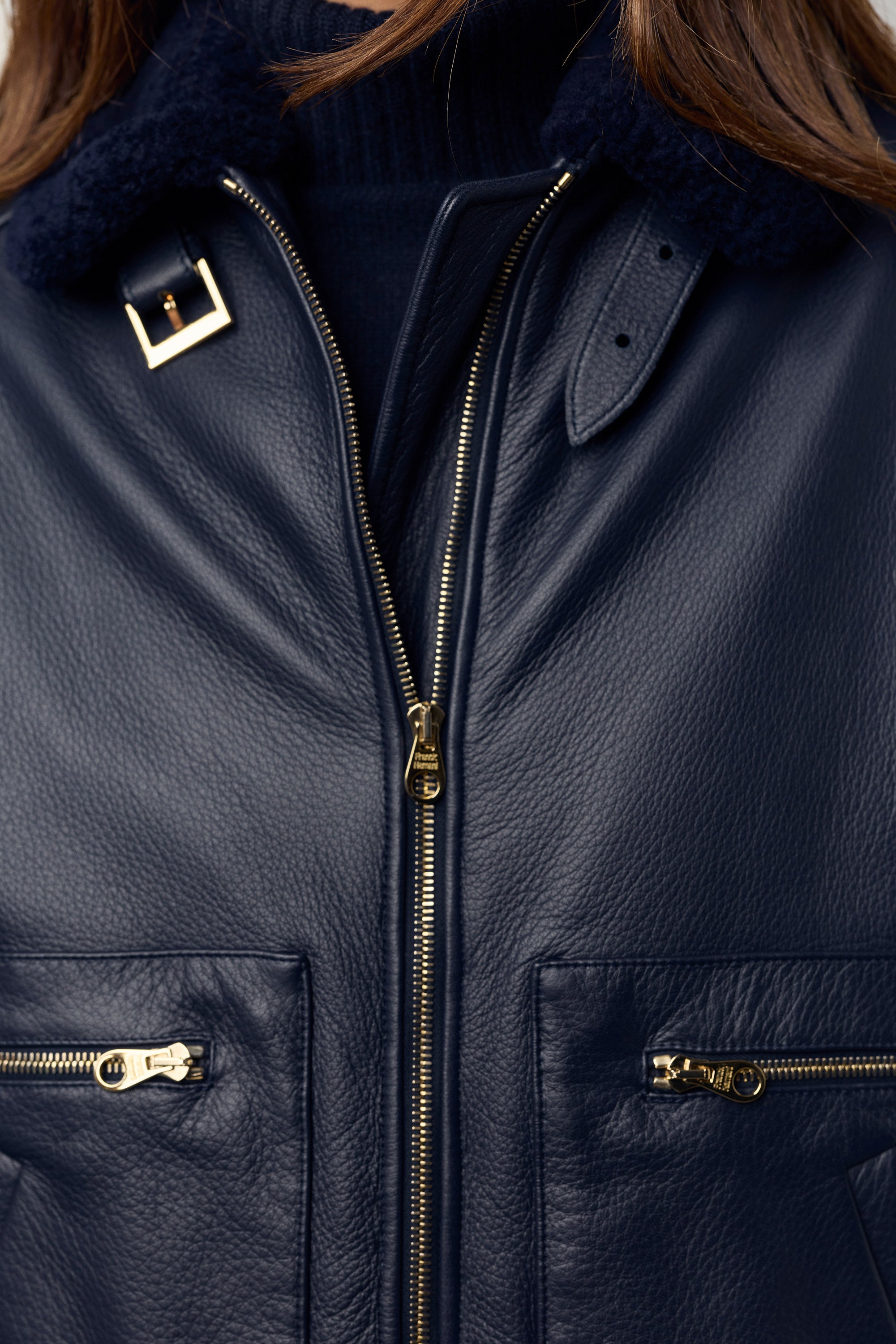 Blouson Motard en cuir de cerf