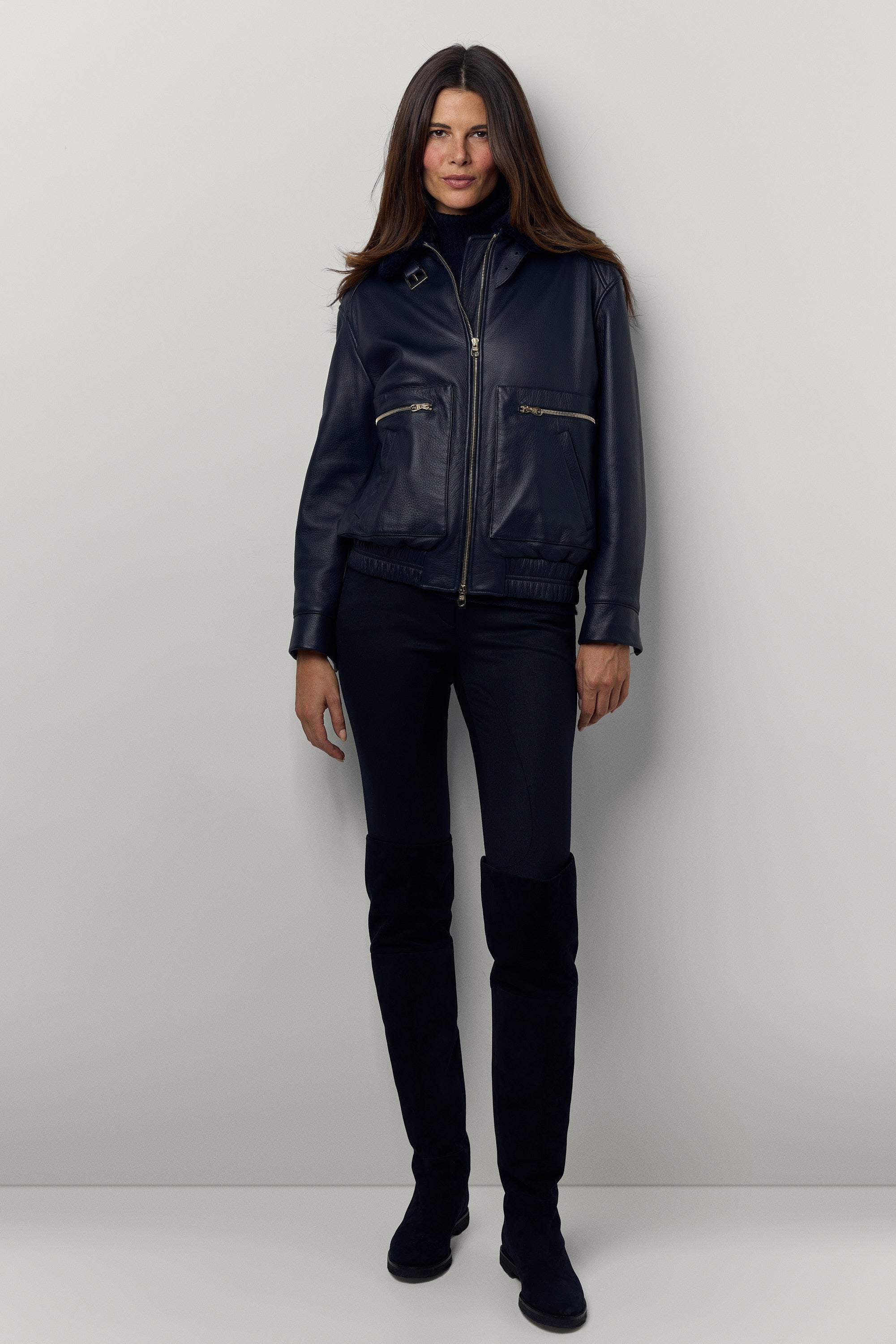 Blouson Motard en cuir de cerf