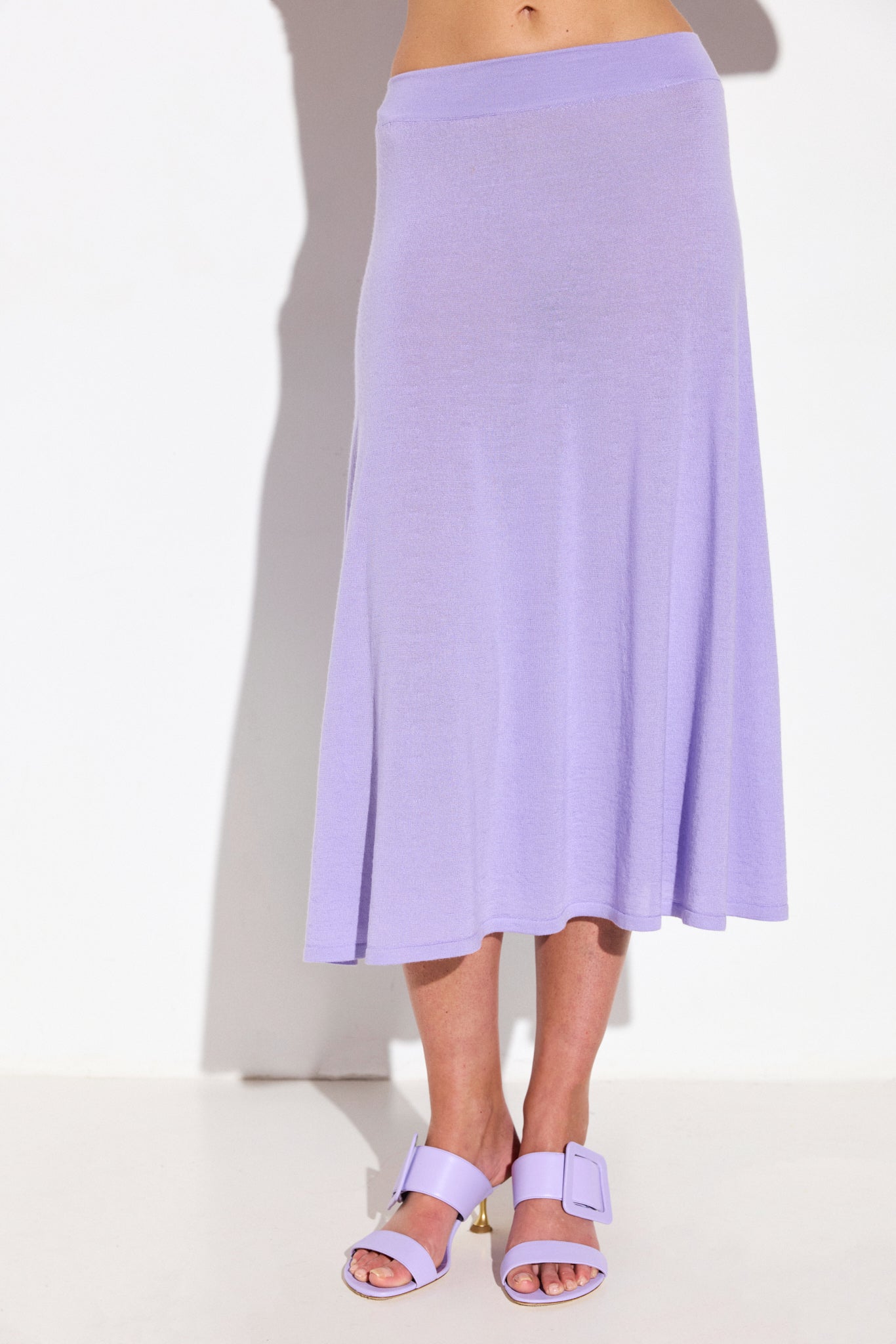 Jupe longue en cachemire et soie