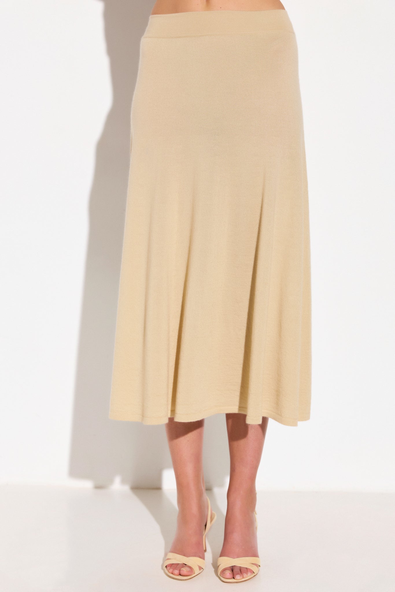 Jupe longue en cachemire et soie