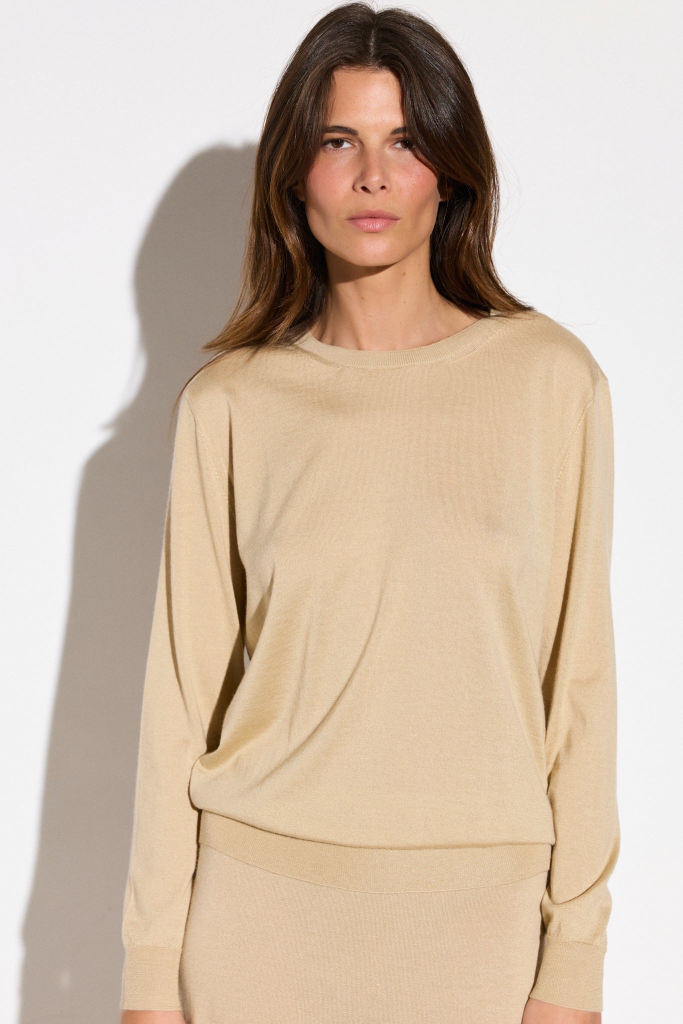 Long-sleeved cashmere and silk sweater