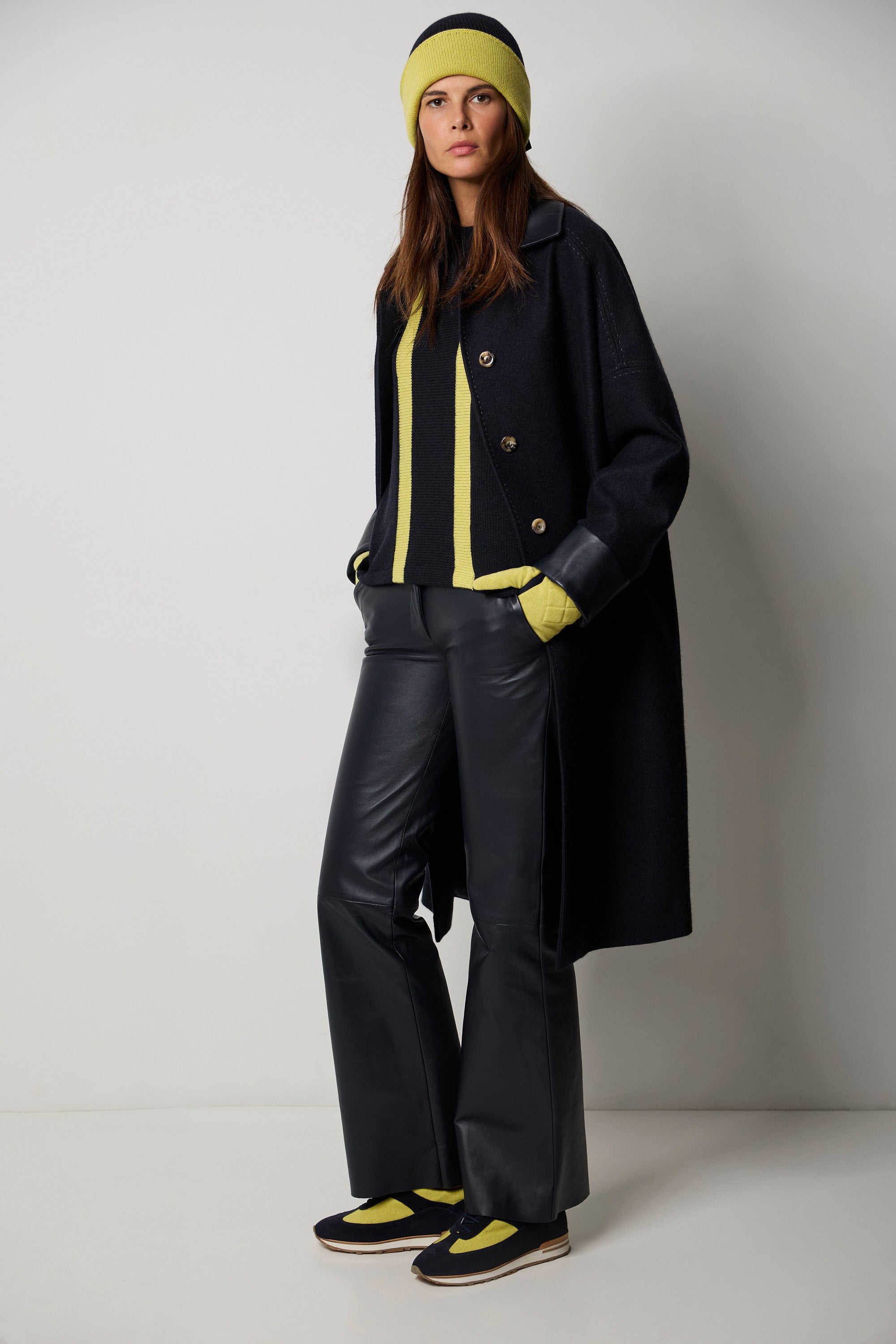 VIENNA cashmere and nappa leather coat