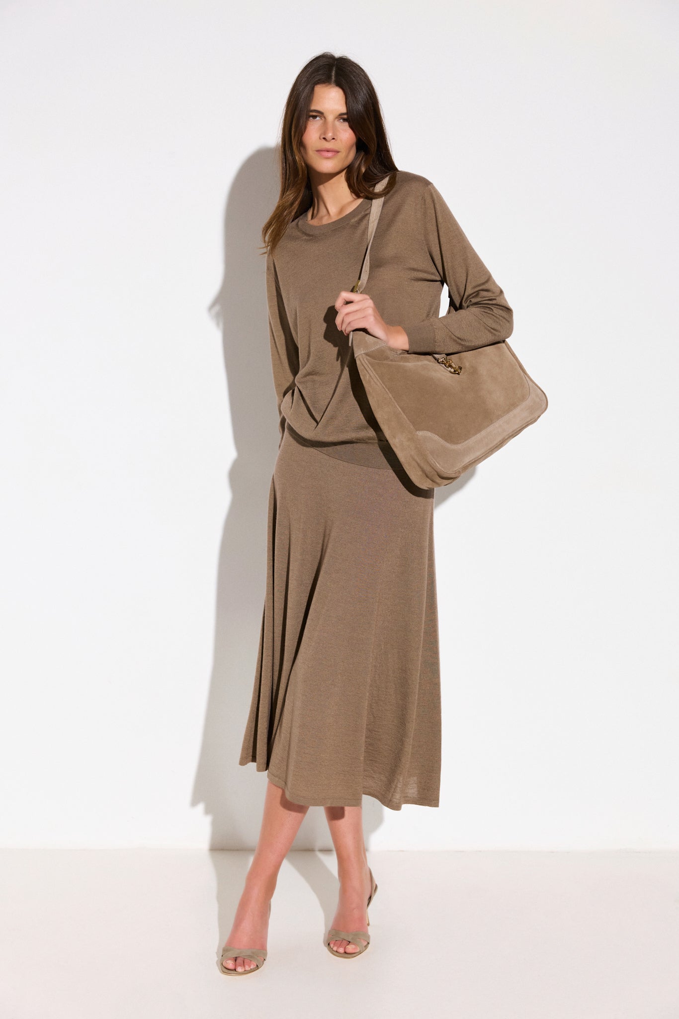 Long-sleeved cashmere and silk sweater