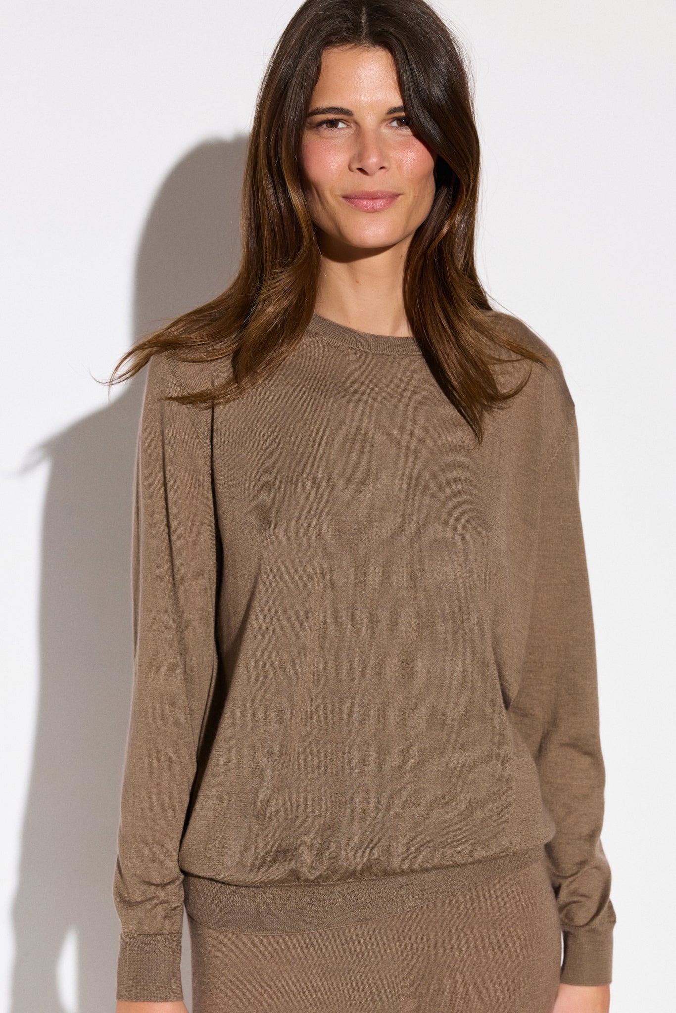 Long-sleeved cashmere and silk sweater