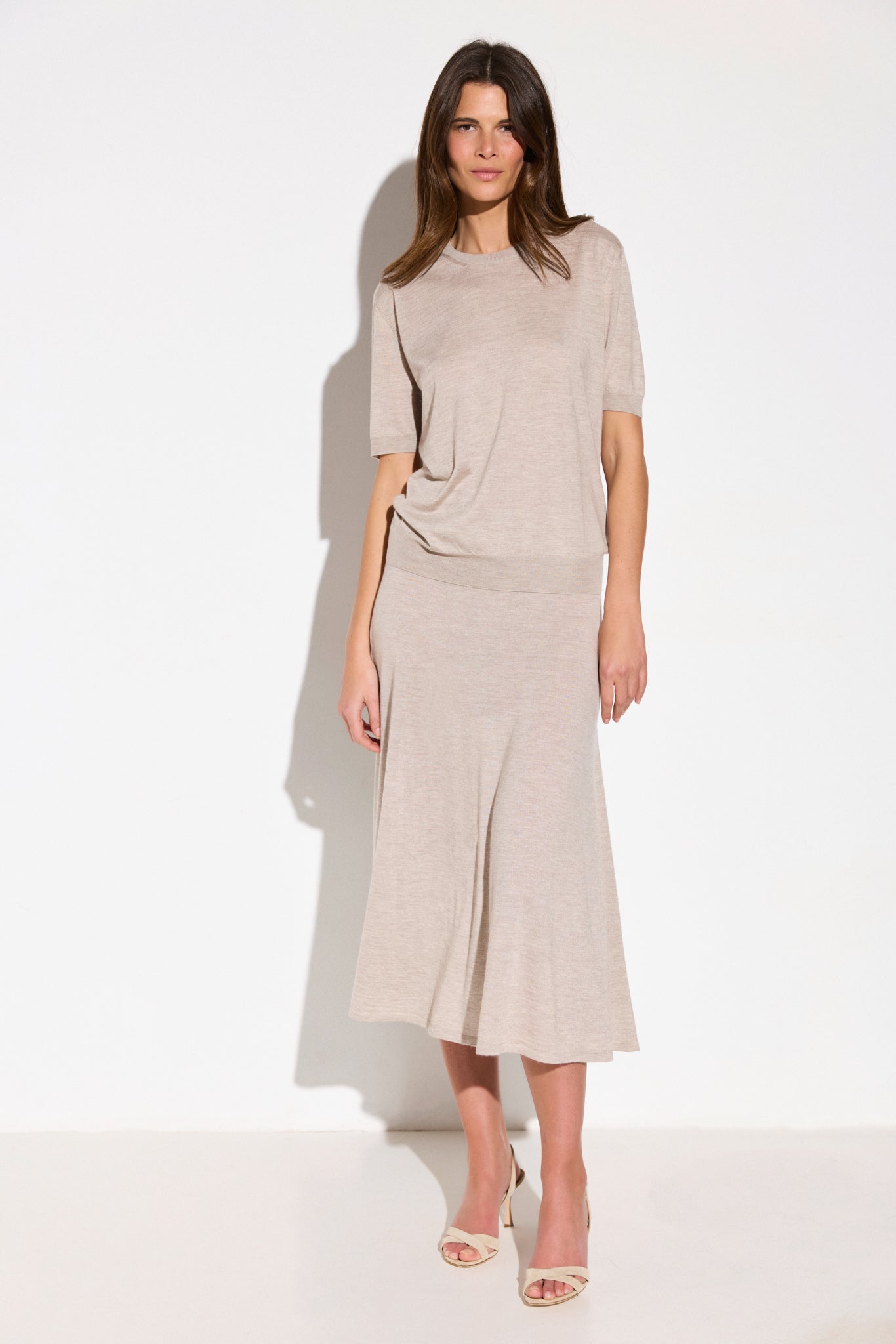 Jupe longue en cachemire et soie