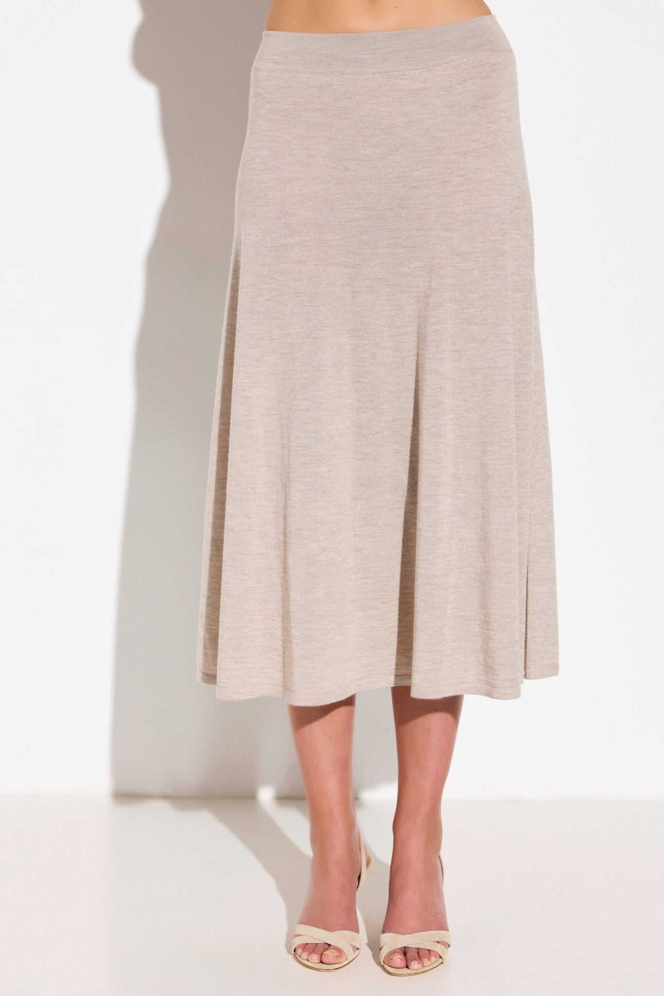 Jupe longue en cachemire et soie