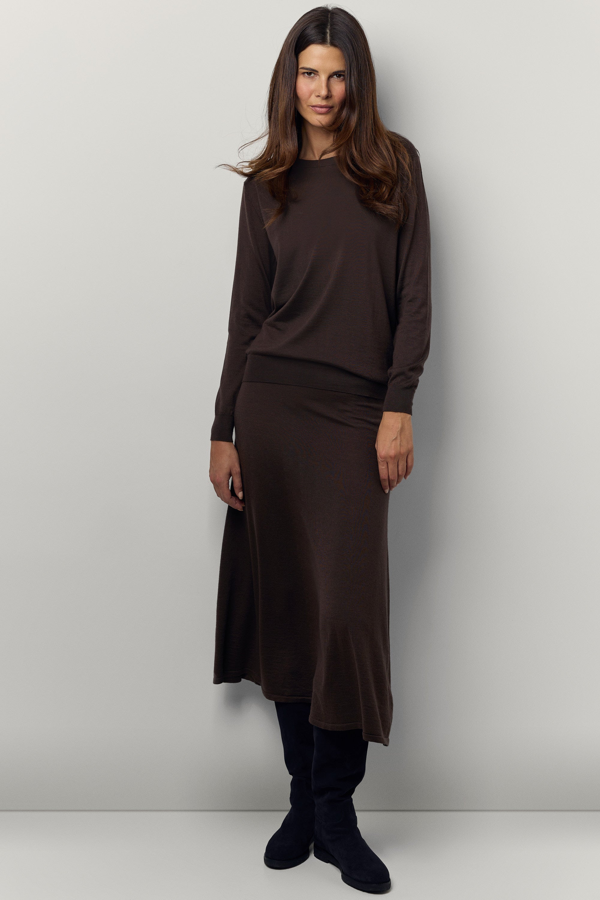 Long cashmere and silk skirt