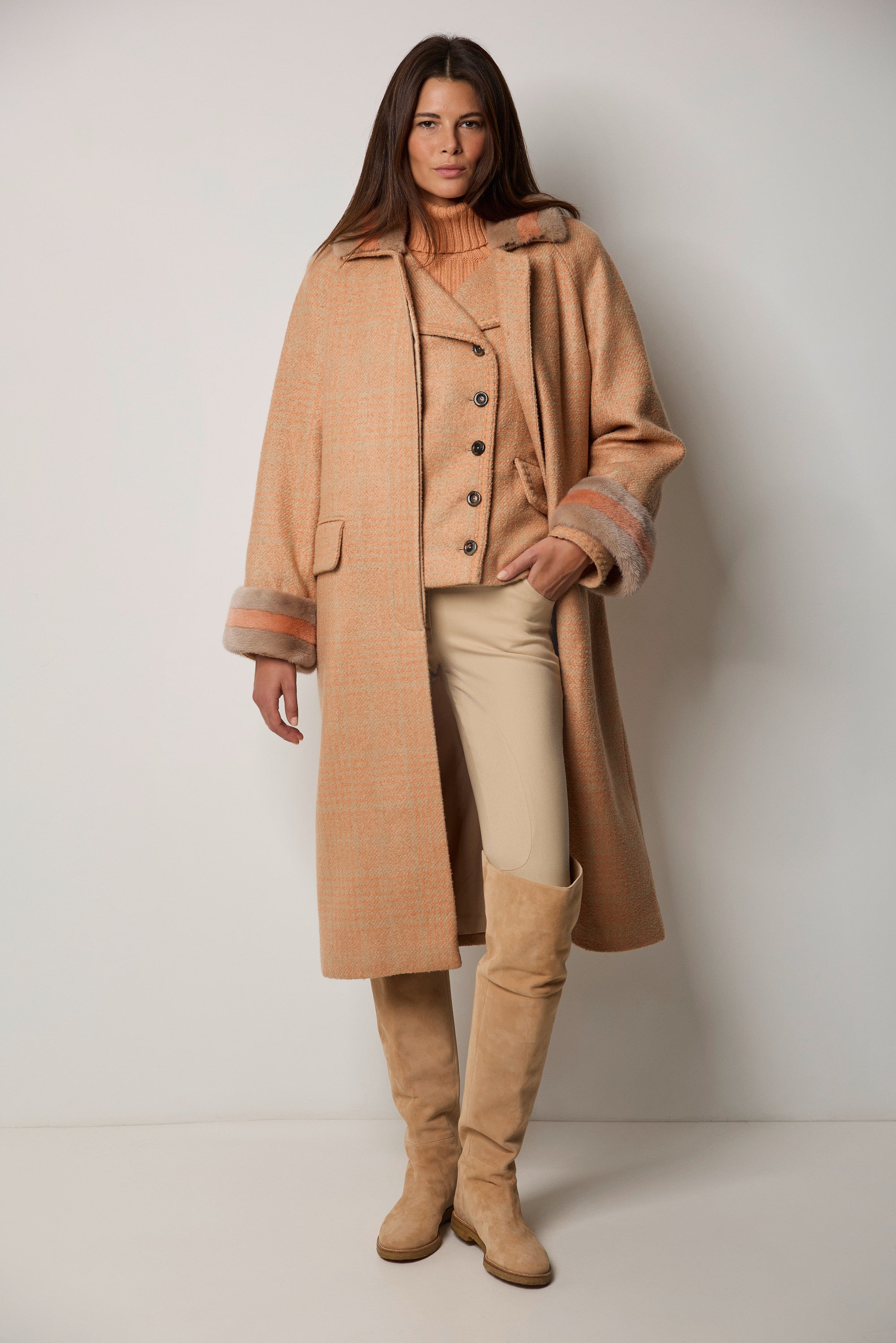 LONDON cashmere and silk bouclé coat