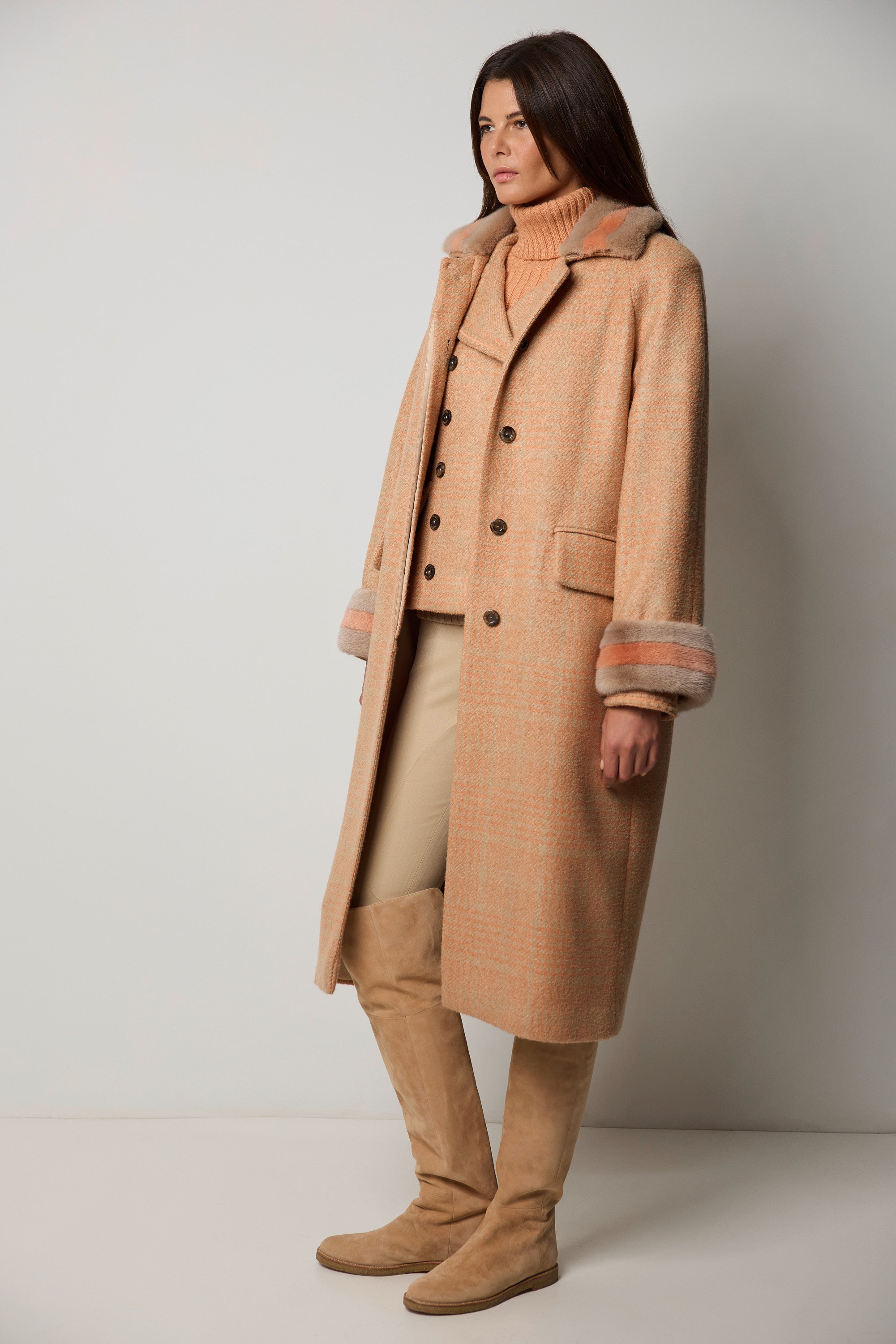 LONDON cashmere and silk bouclé coat