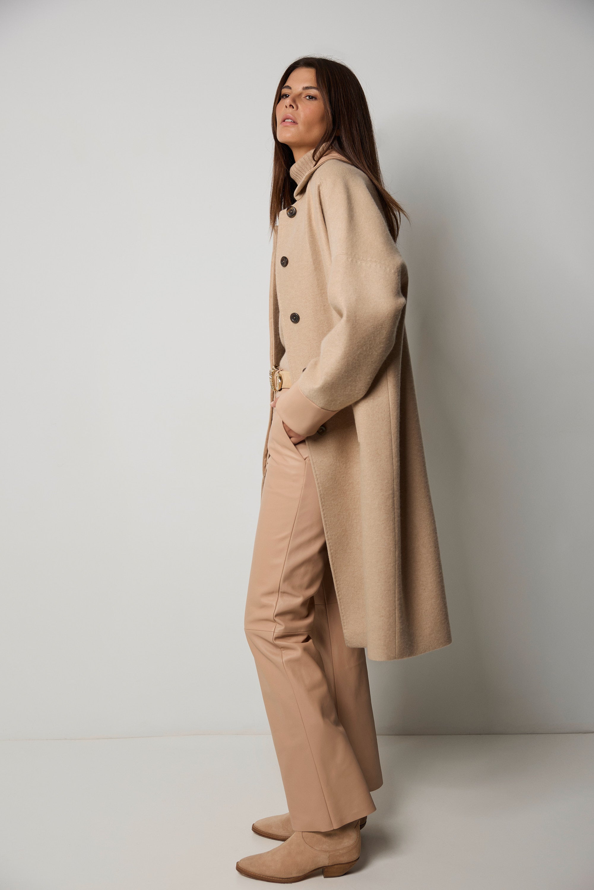 VIENNA cashmere and nappa leather coat