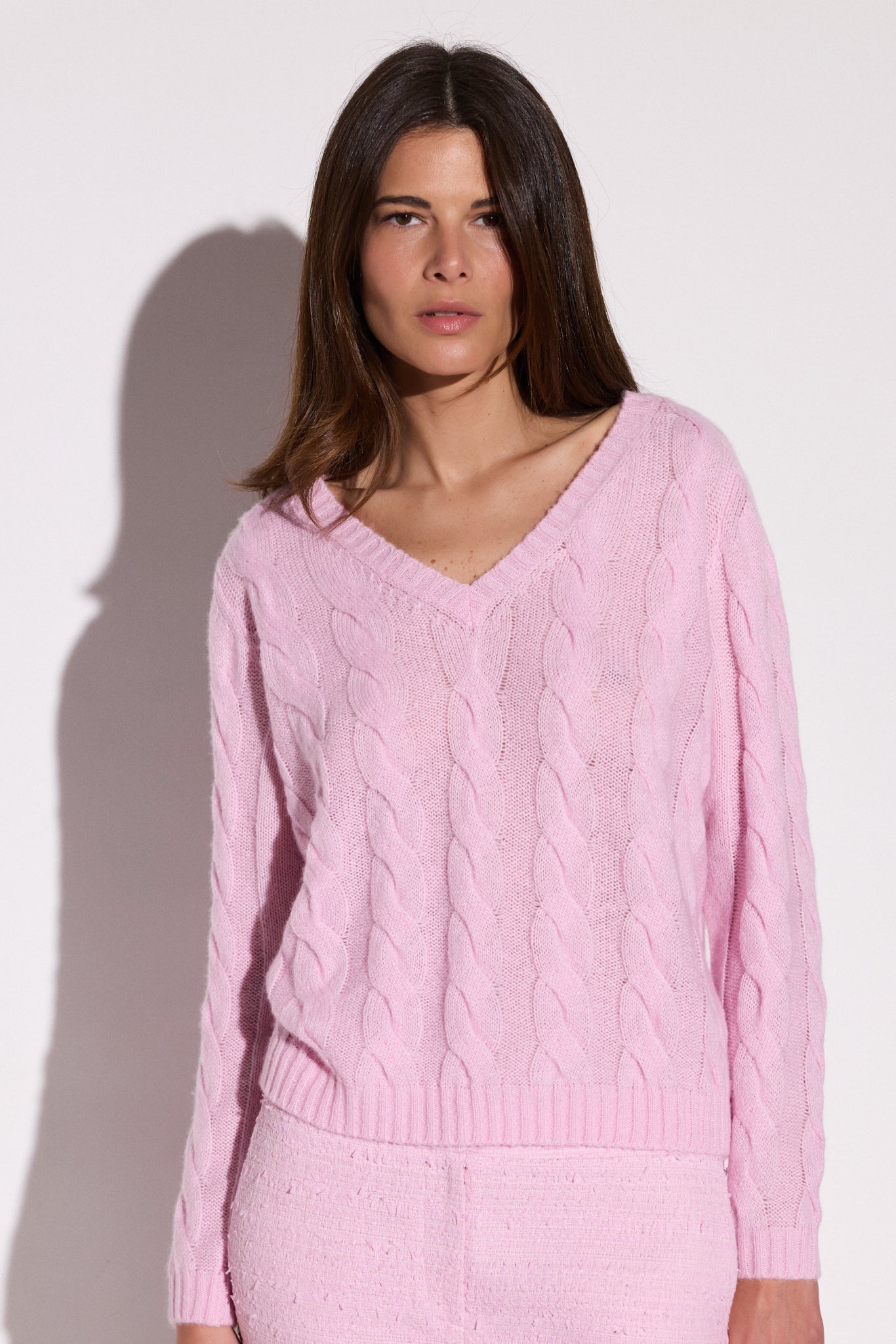 Pull col V à torsades NUAGE