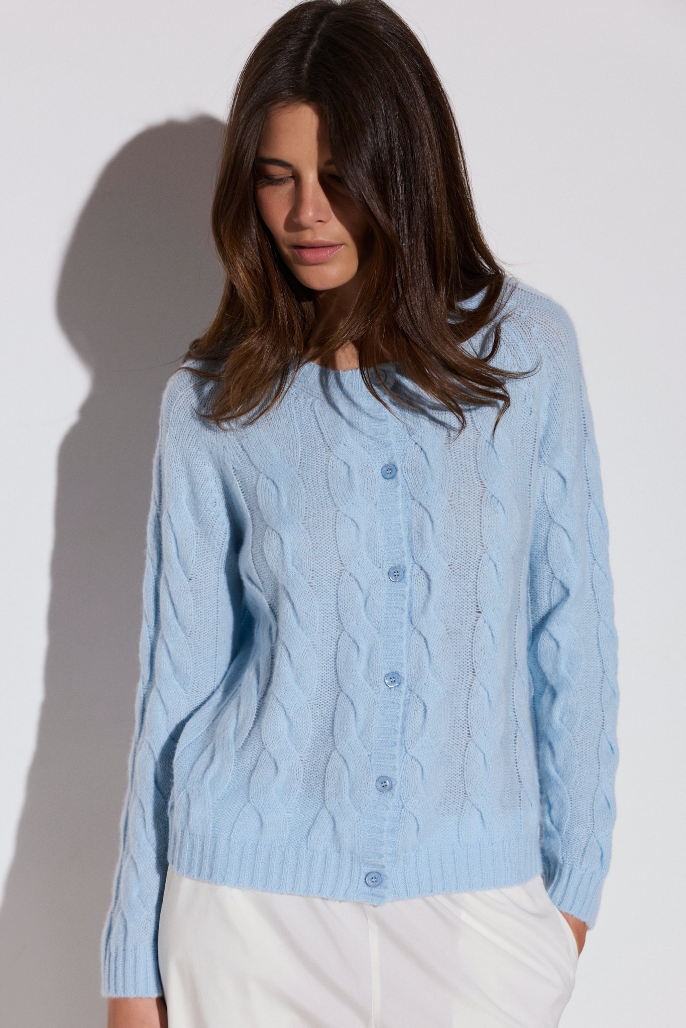 Cardigan à torsades en cachemire et soie NUAGE