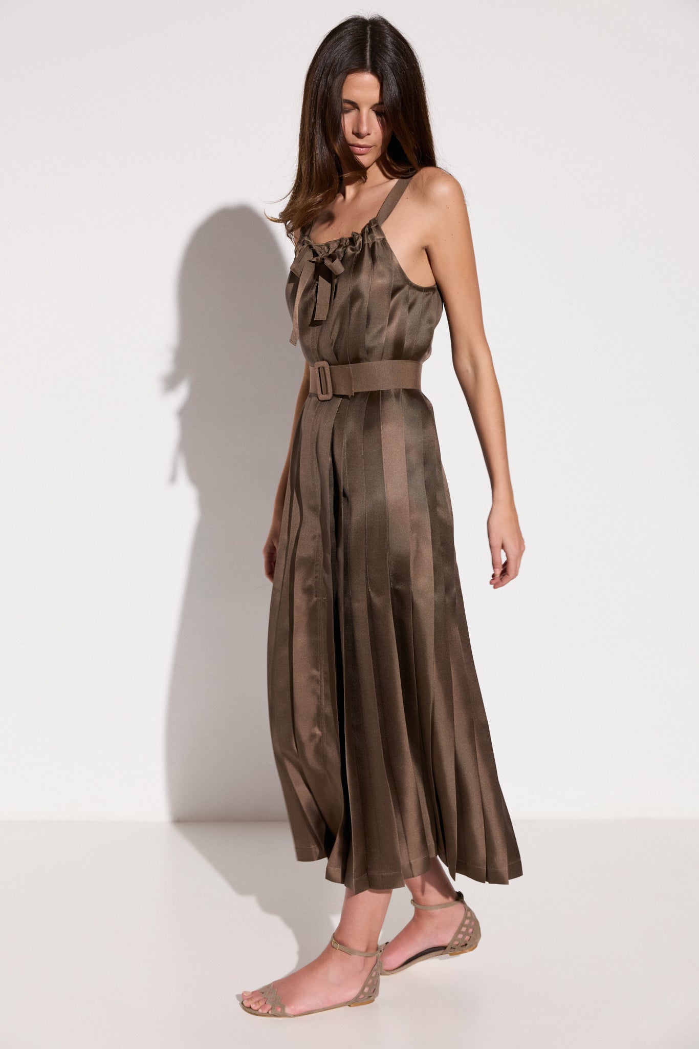 Robe longue en soie PIEGHE