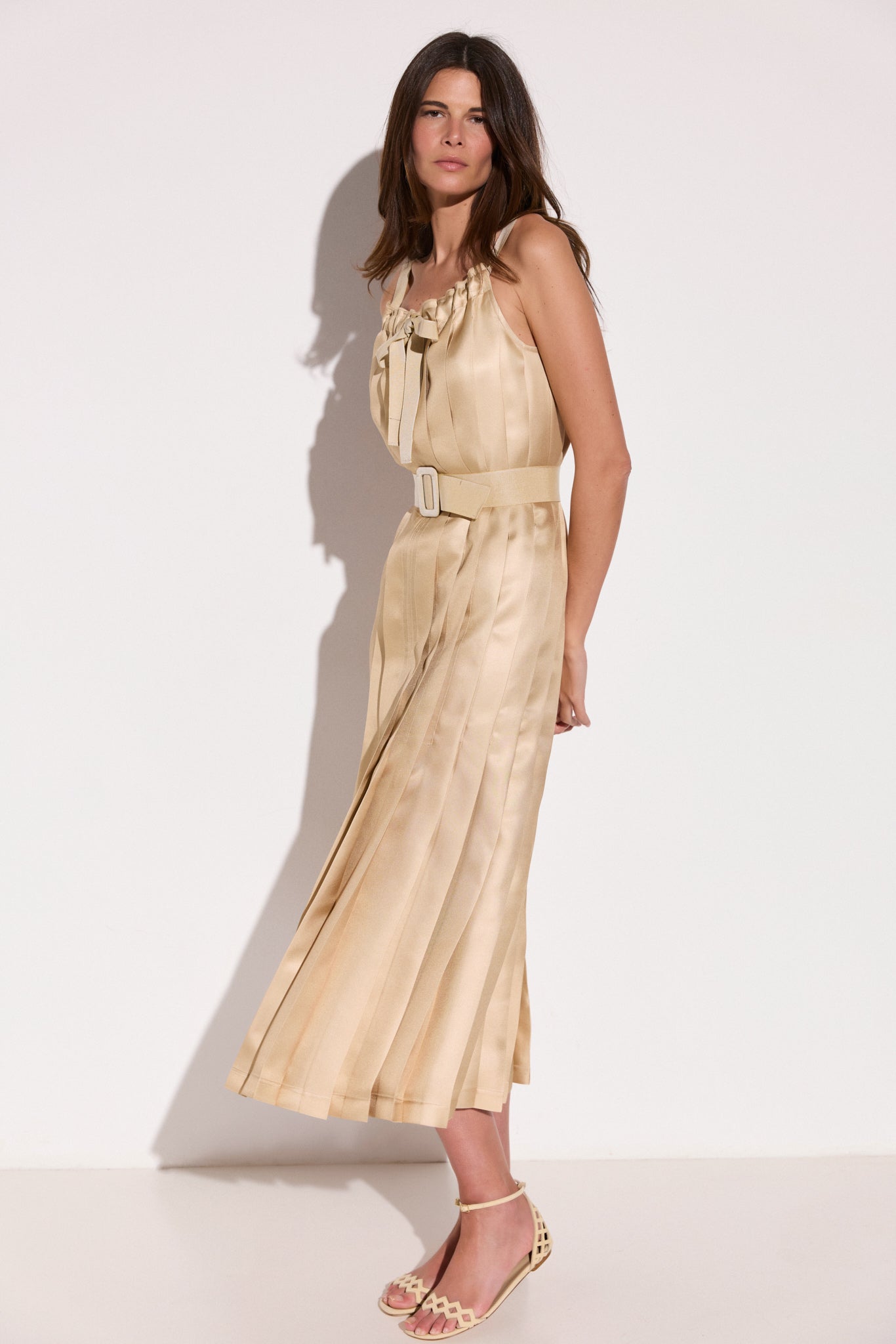 Robe longue en soie PIEGHE