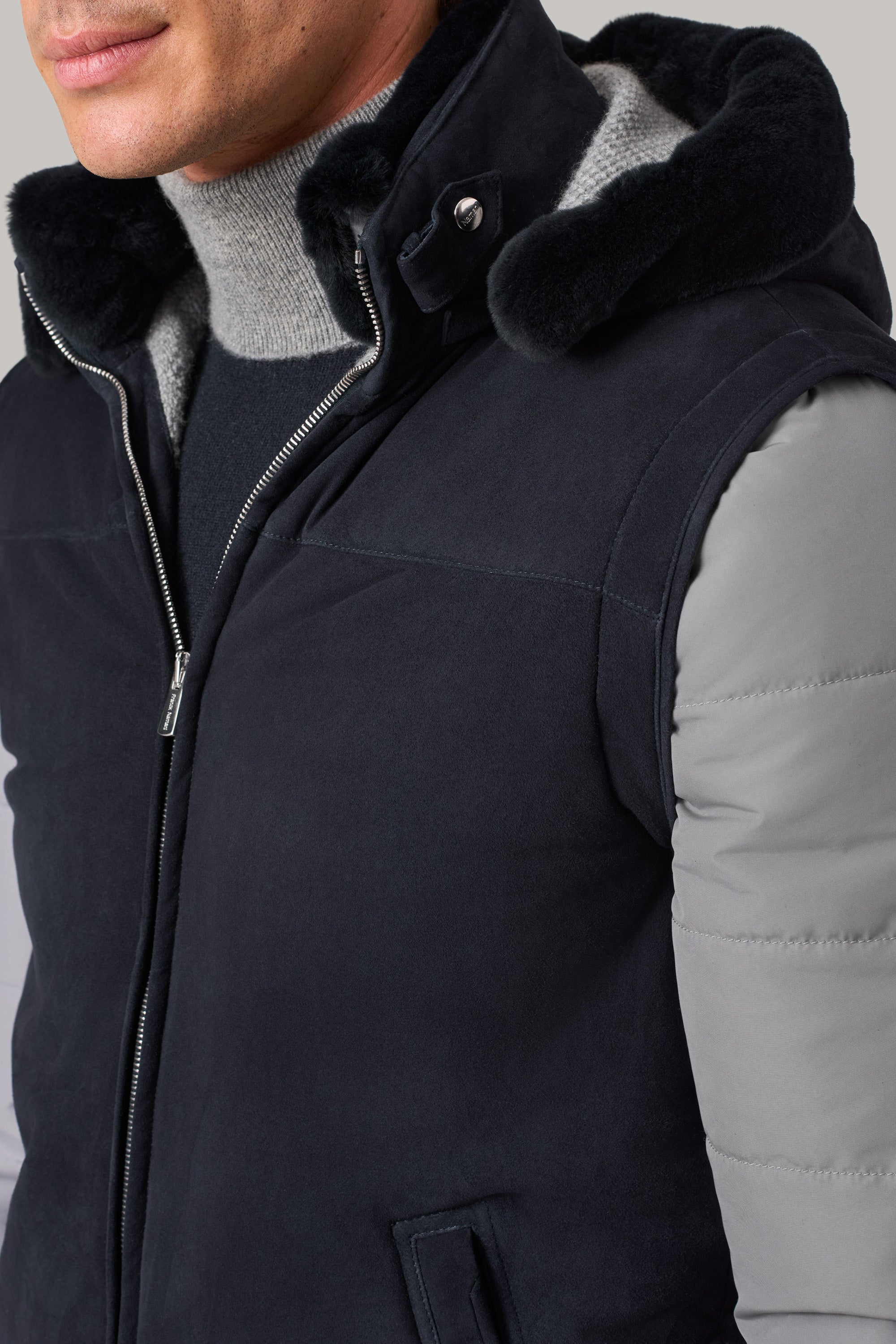 BRIDGE jacket in ultra-light suede and silk nylon