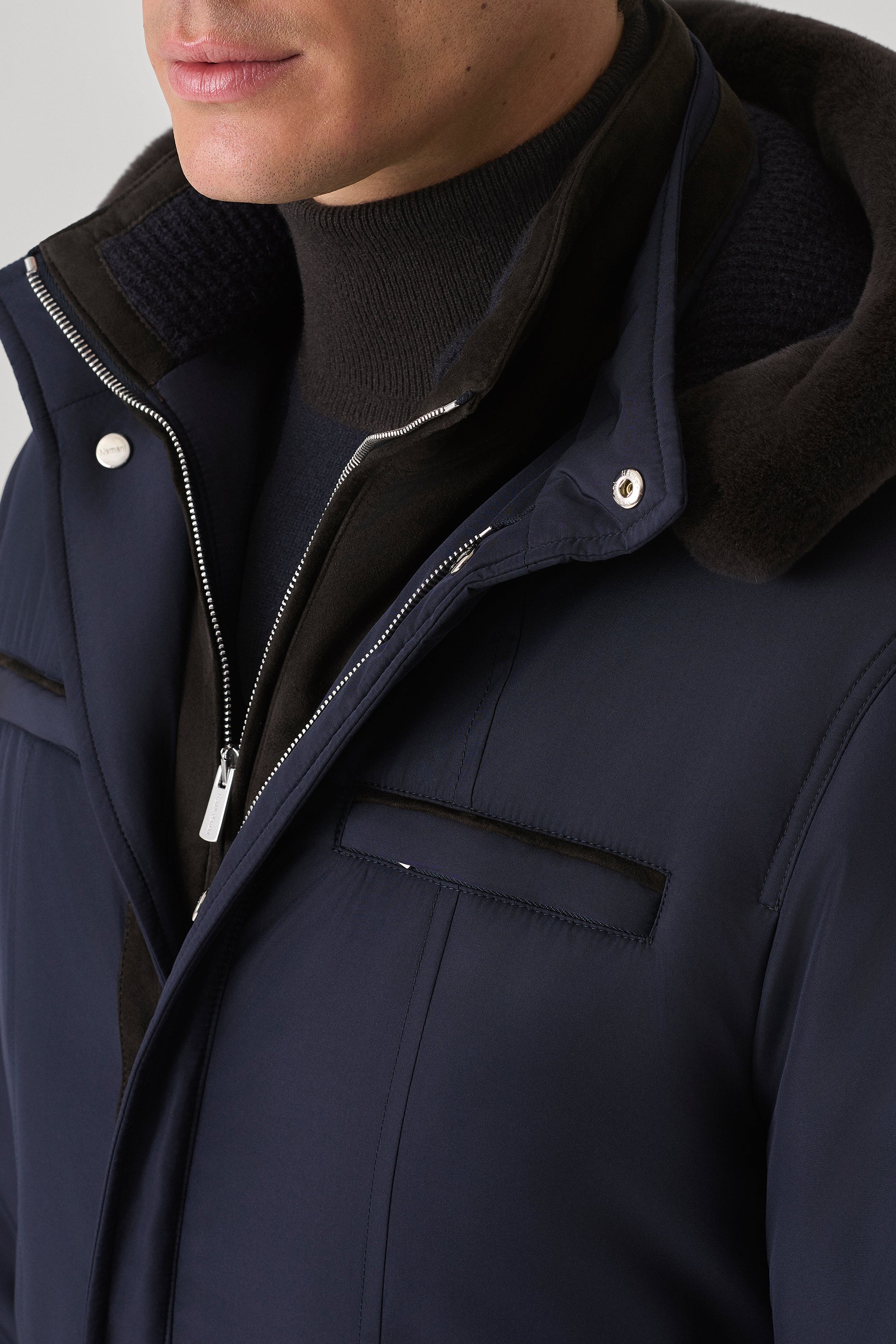 Parka Elvis en silk nylon ultra-light et vison