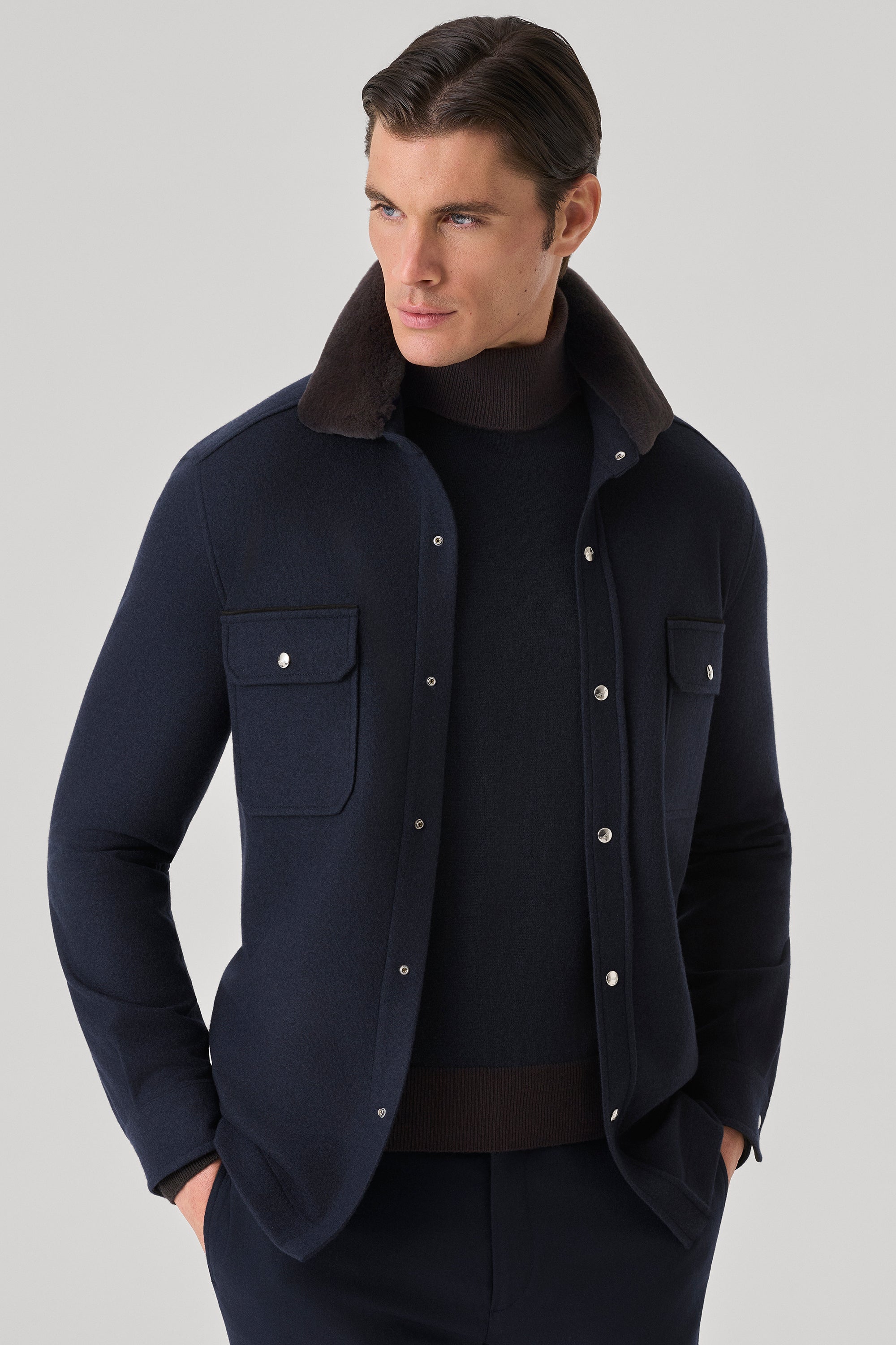 Chemise en ultimum cachemire felt et vison