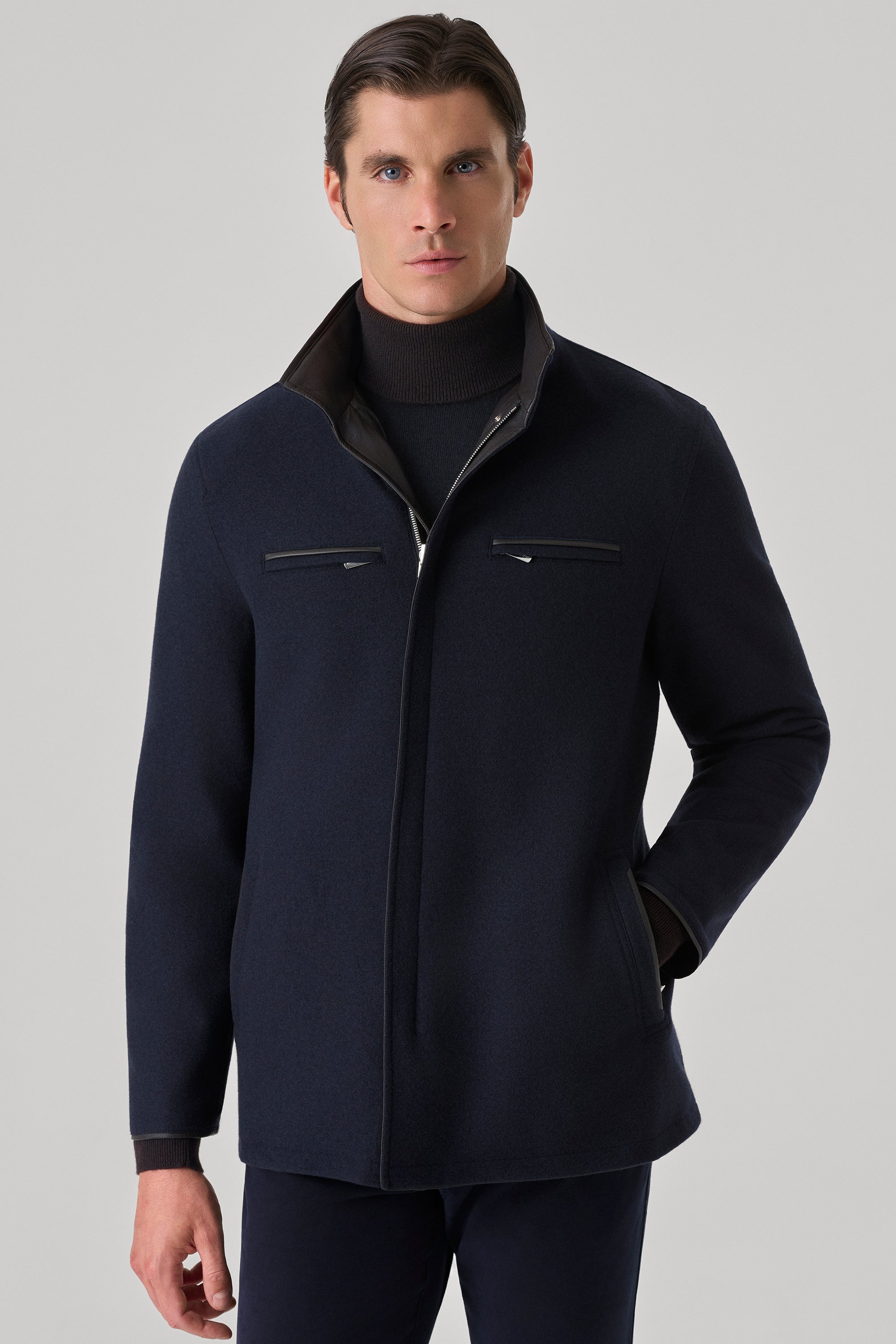 Parka Tom réversible en cuir de cerf et ultimum cachemire felt