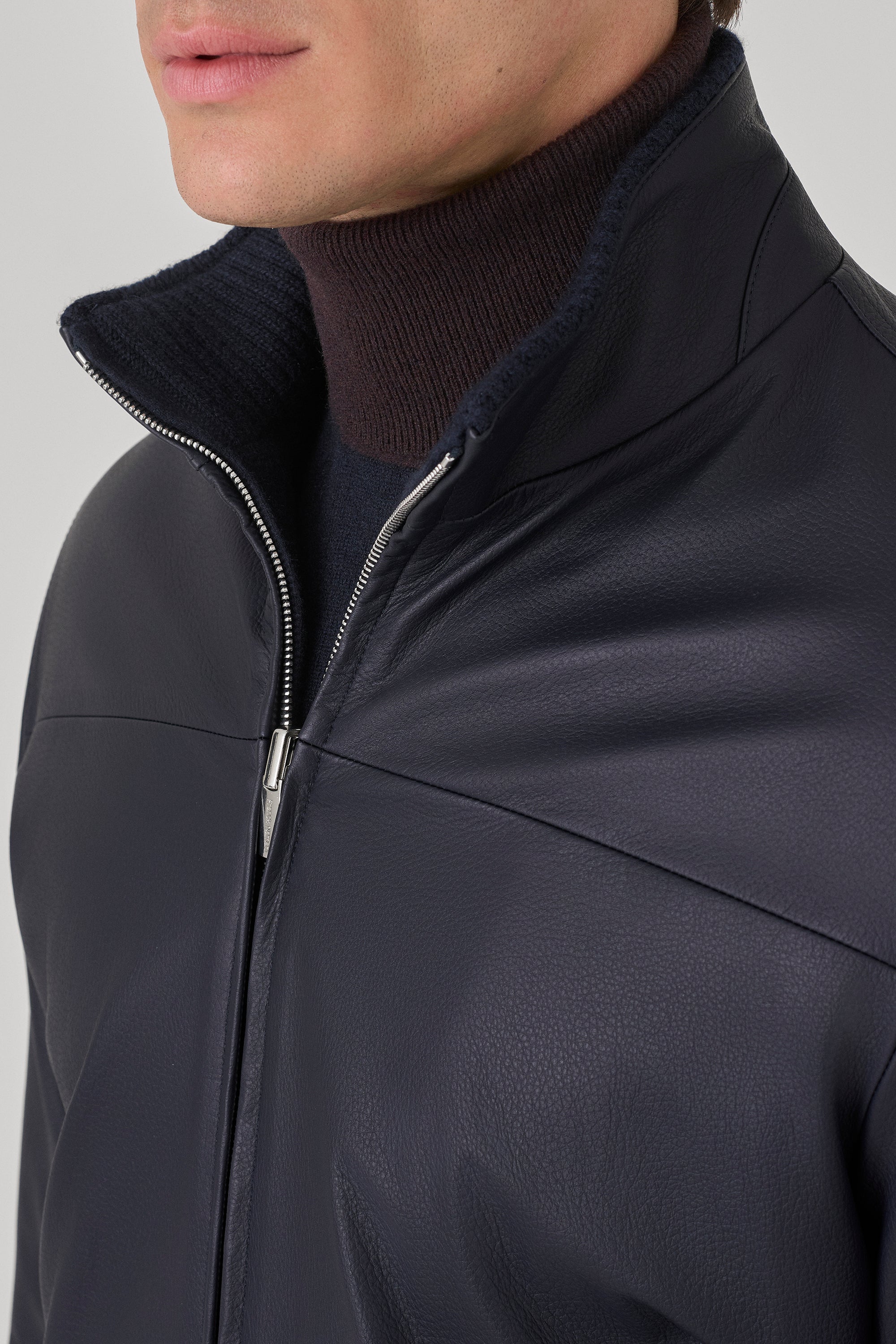 Blouson Confort réversible en cuir de cerf et ultimum cachemire felt