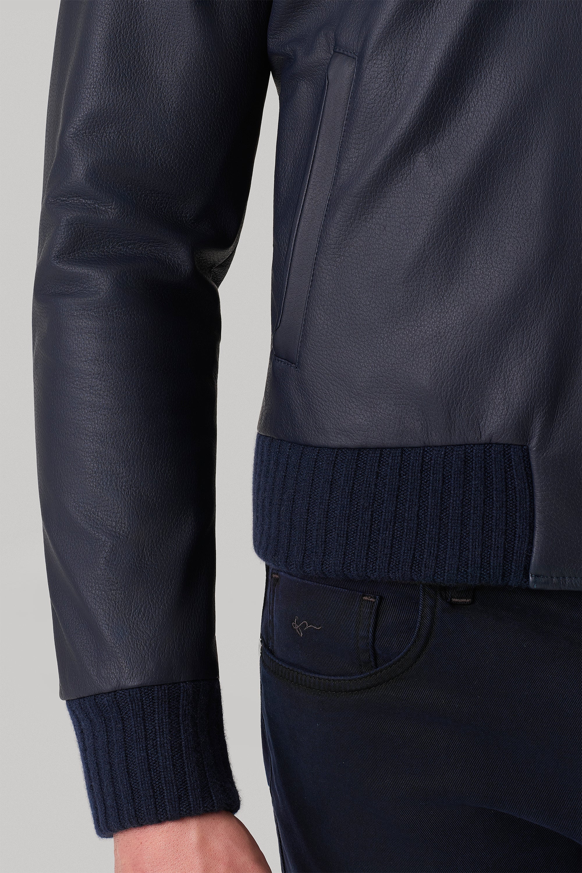 Blouson Confort réversible en cuir de cerf et ultimum cachemire felt