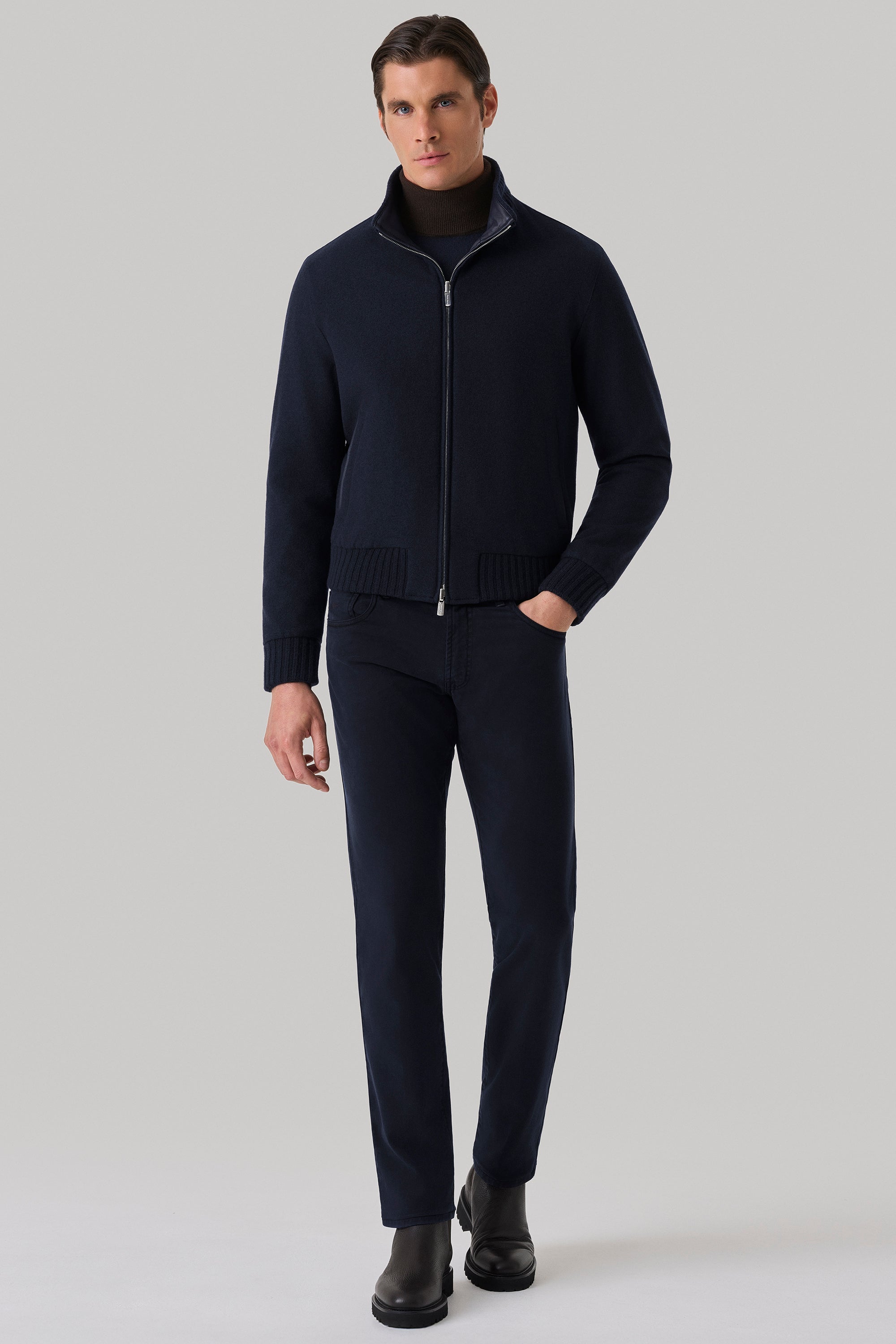 Blouson Confort réversible en cuir de cerf et ultimum cachemire felt