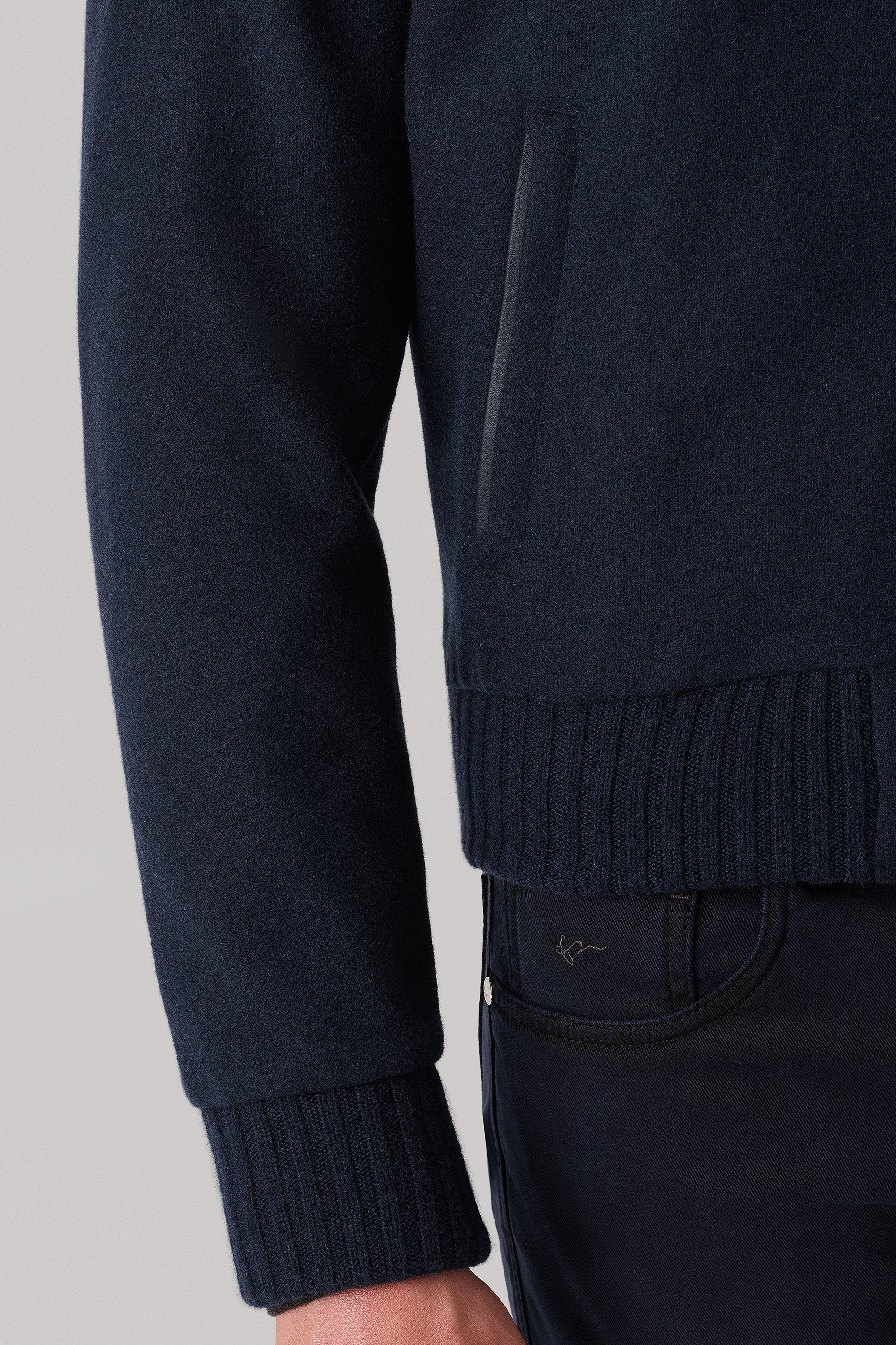 Blouson Confort réversible en cuir de cerf et ultimum cachemire felt