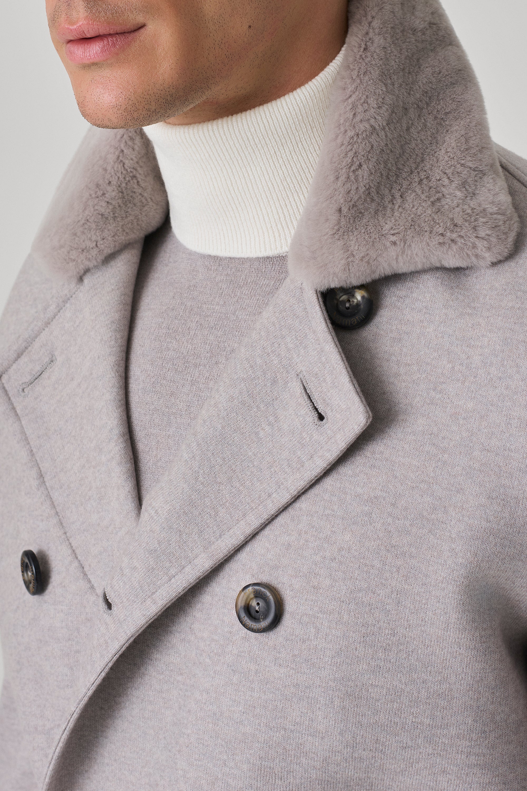 Ultimum cashmere® felt duffle coat with mink collar