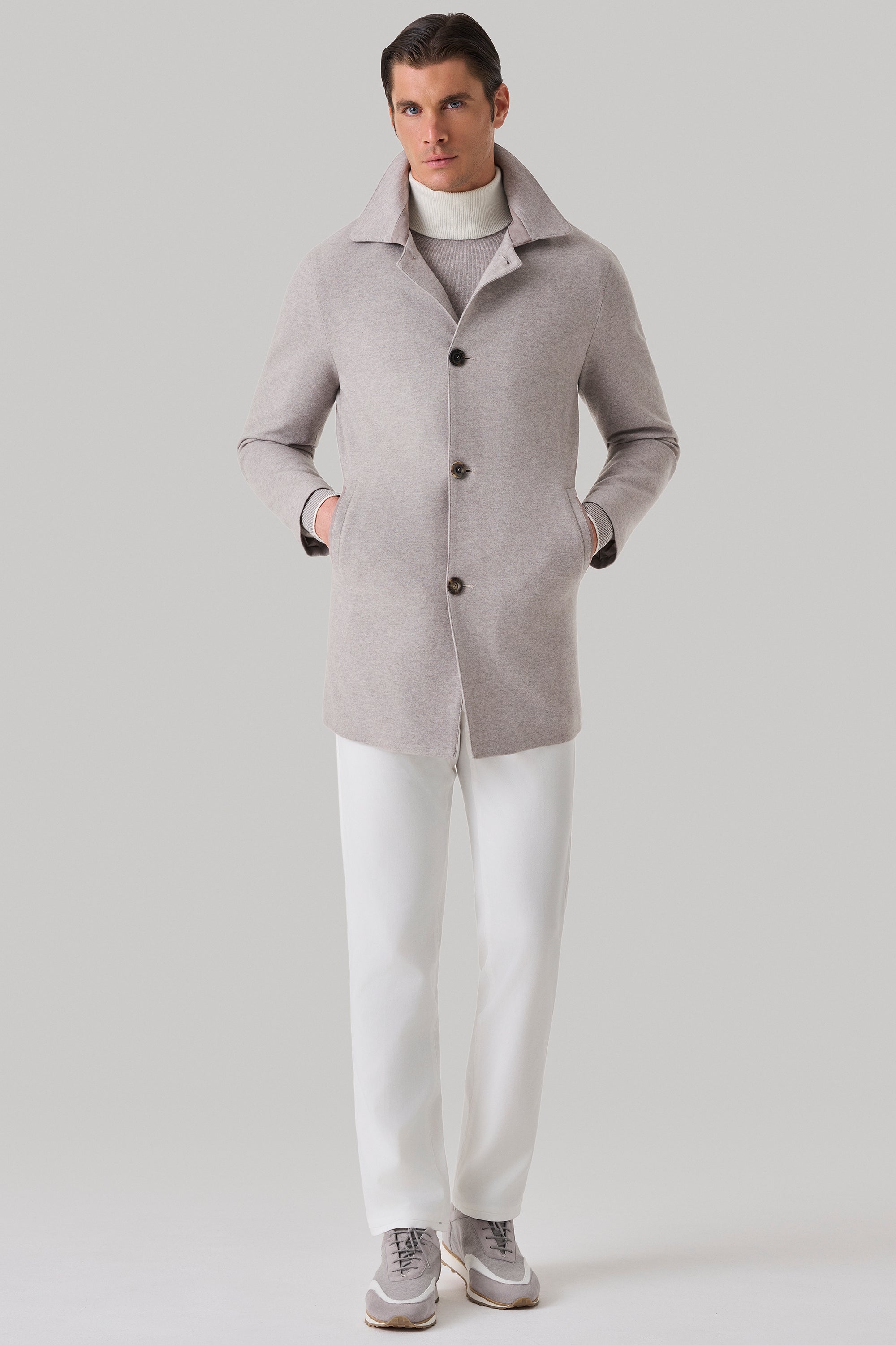 Flint coat in ultimum cashmere® felt lined with mink