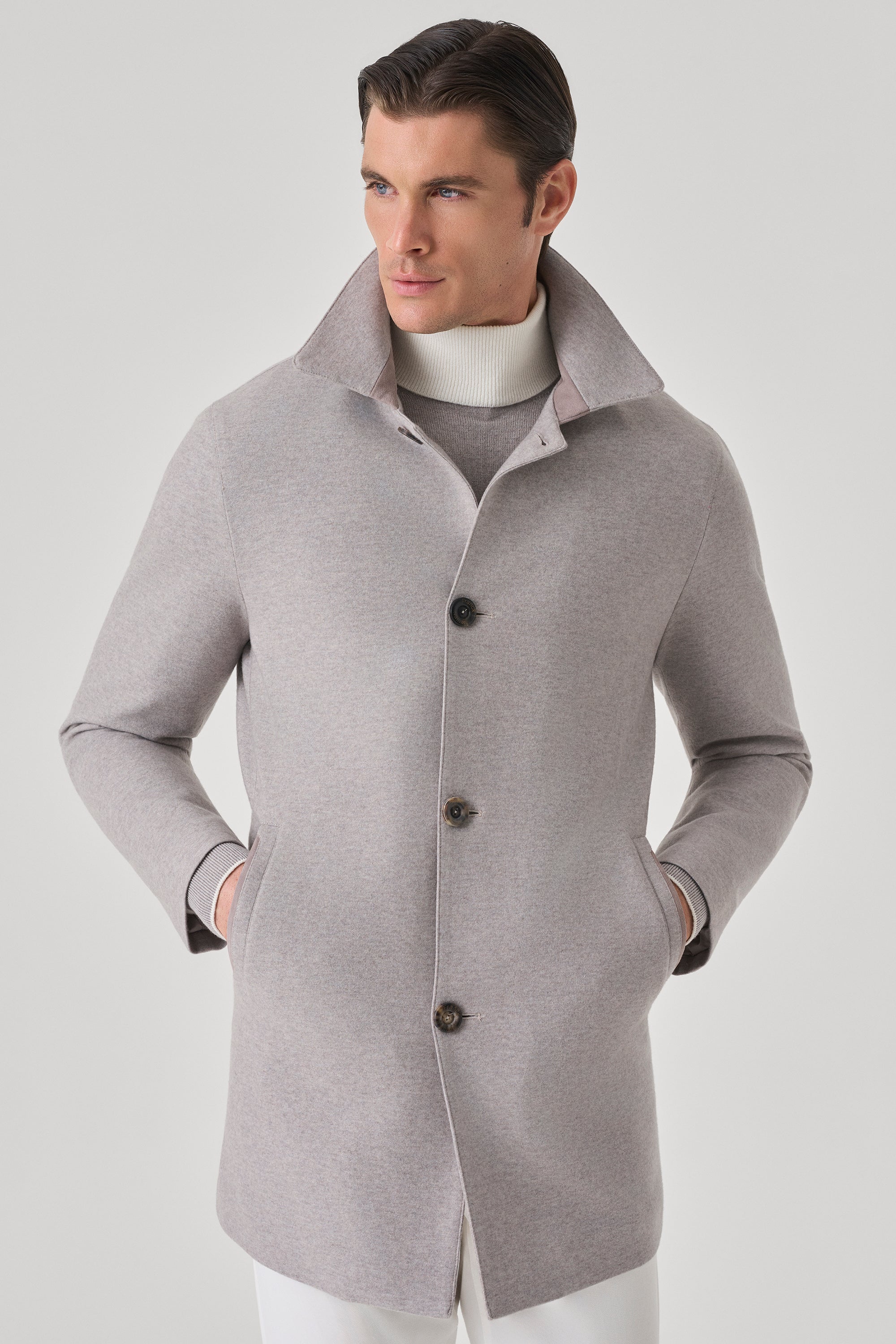 Flint coat in ultimum cashmere® felt lined with mink