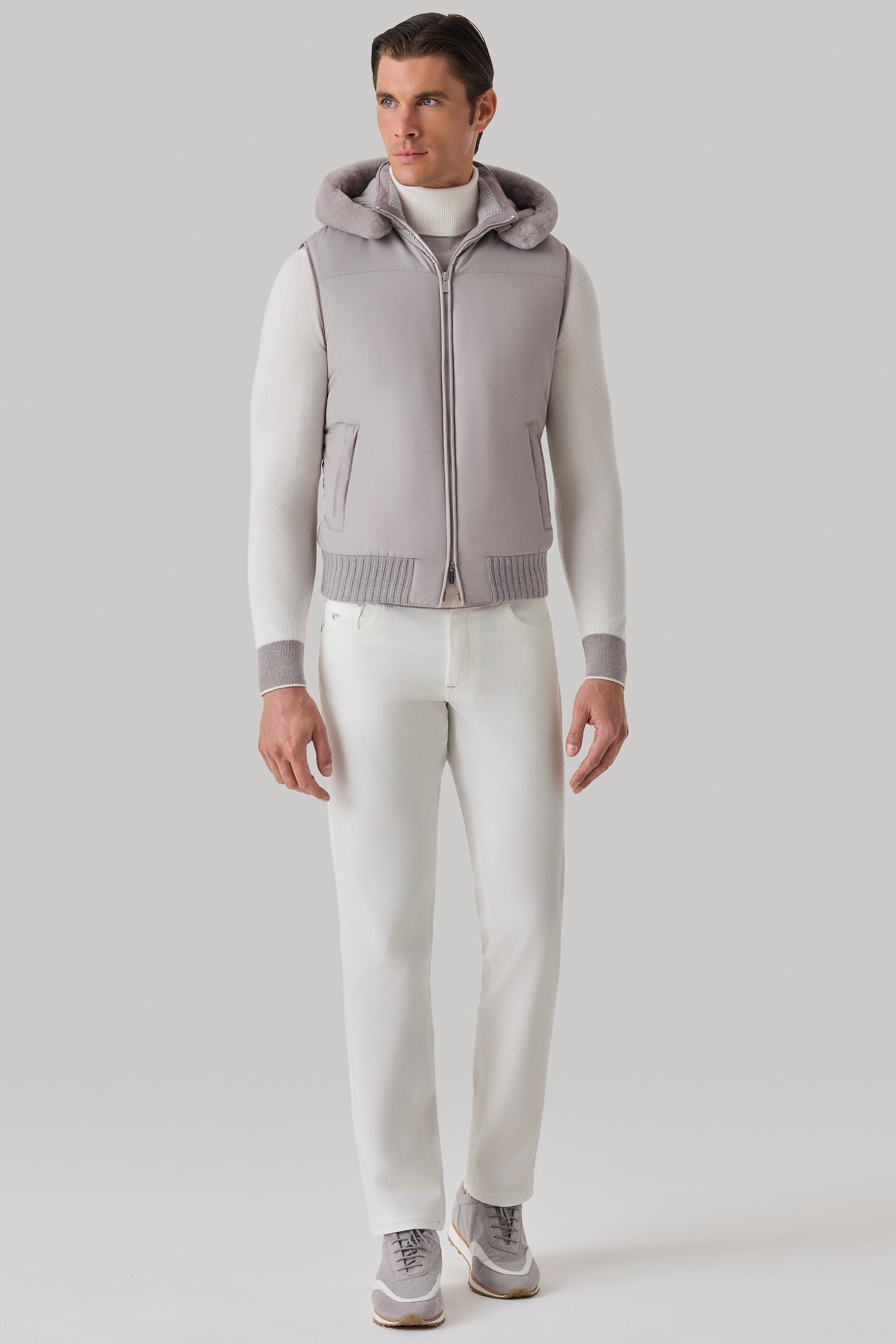 Gilet Elvis en silk nylon ultra-light et vison