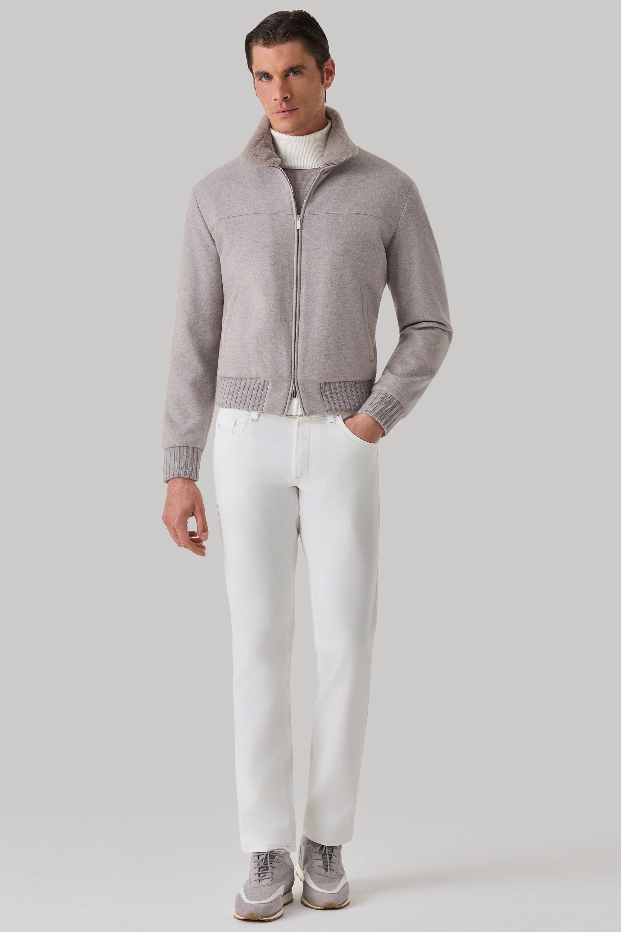 Blouson Confort en ultimum cachemire felt et vison