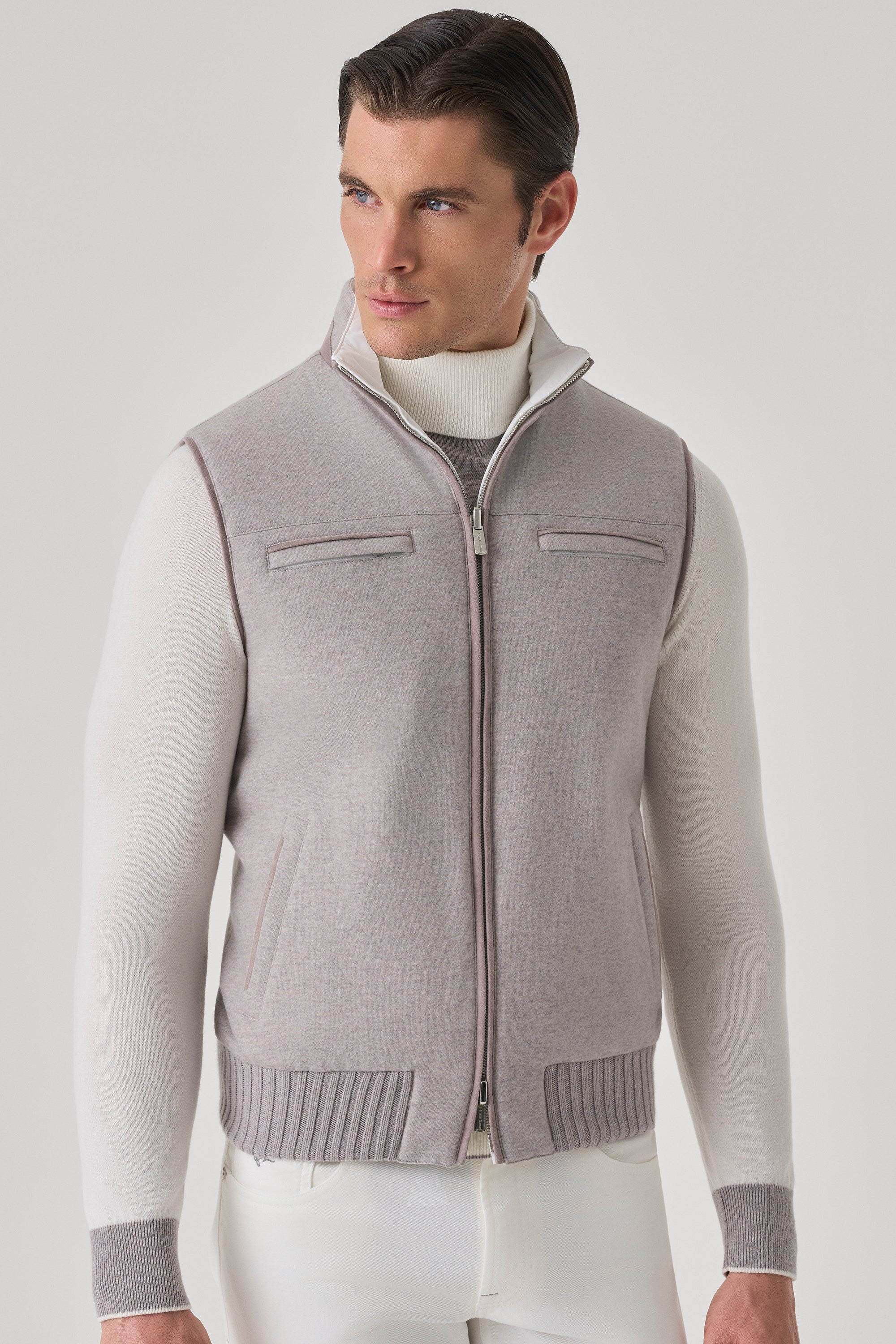 Gilet Tom Réversible en ultimum cachemire felt et silk nylon ultra-light