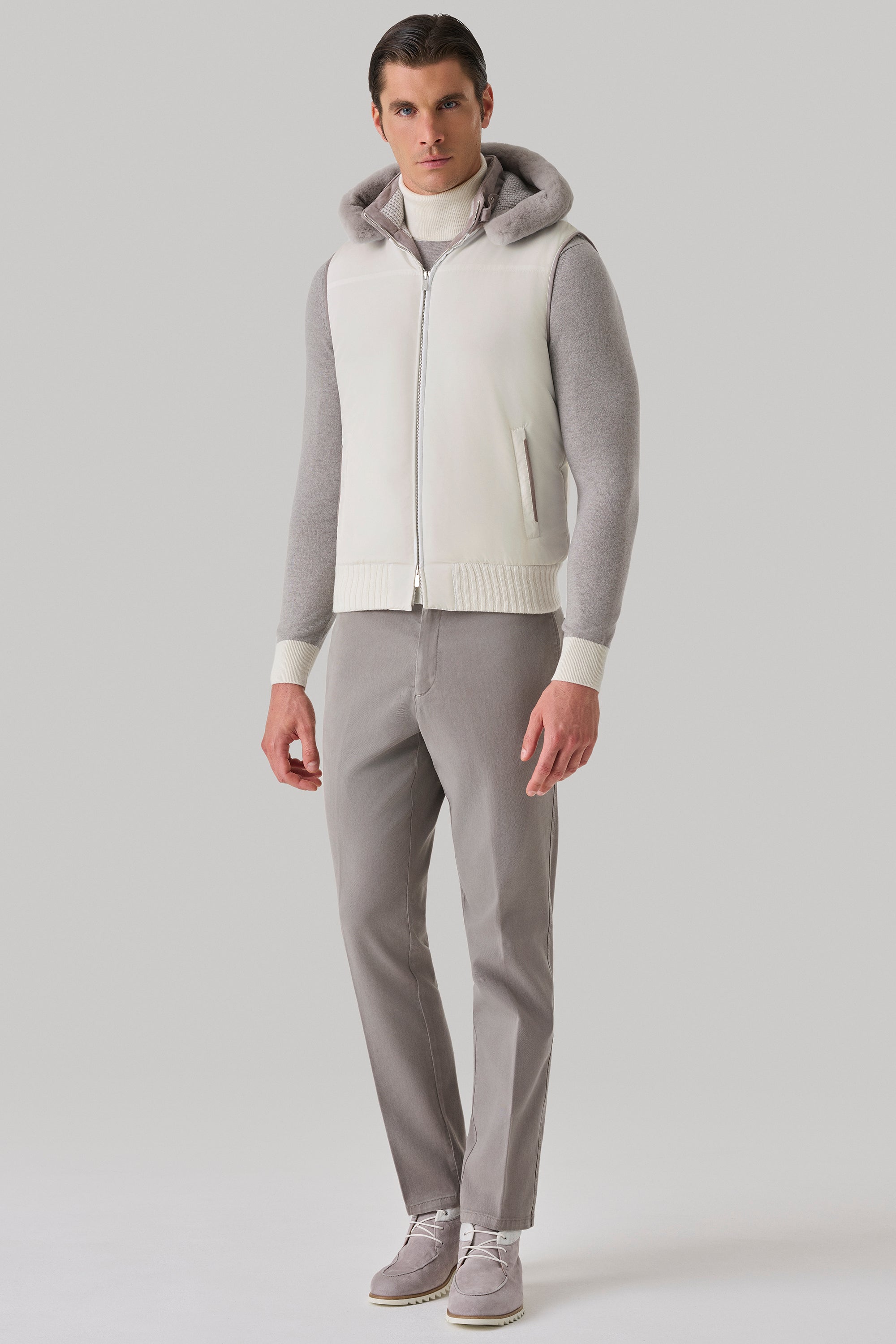 Gilet Elvis en silk nylon ultra-light et vison