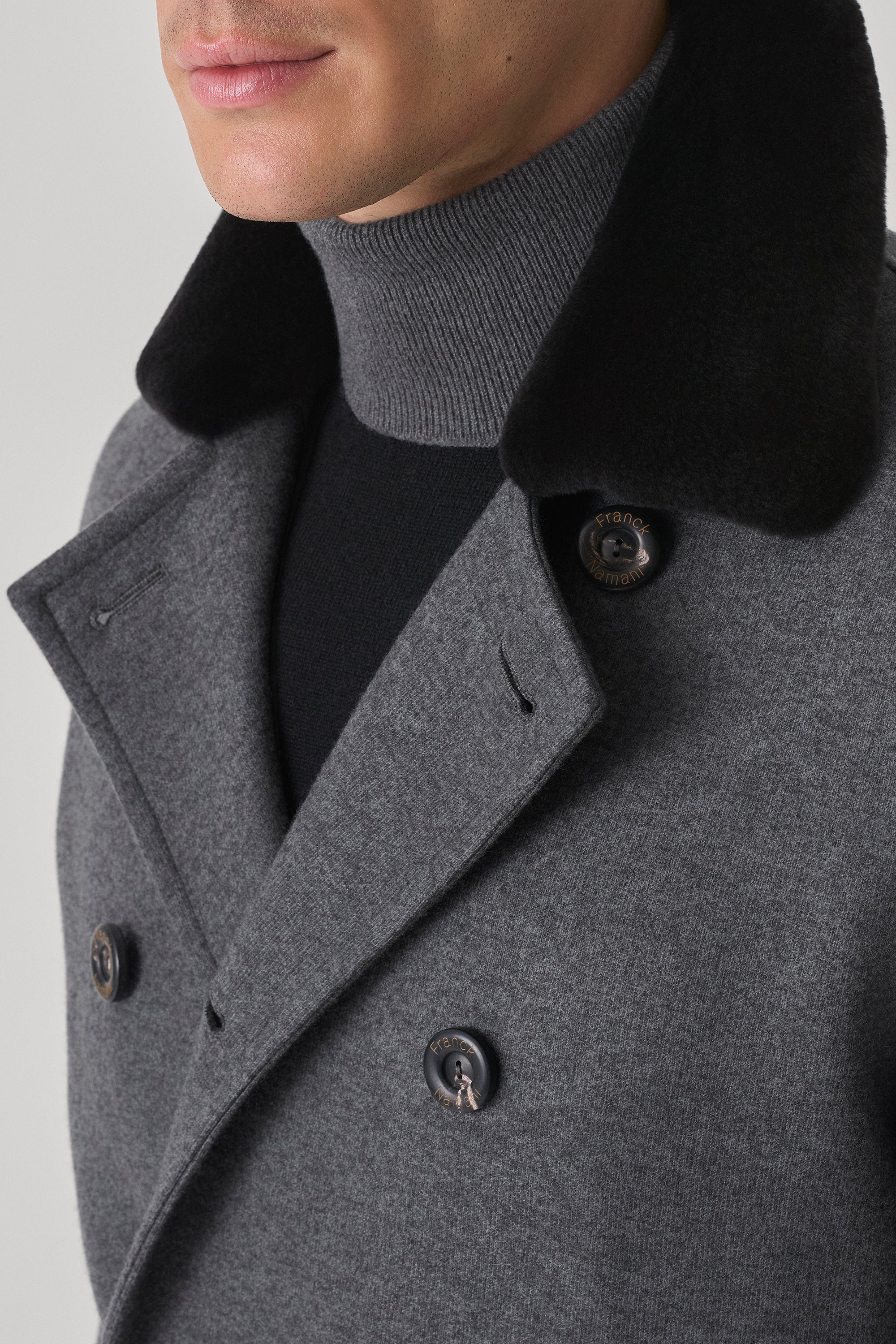 Ultimum cashmere® felt duffle coat with mink collar