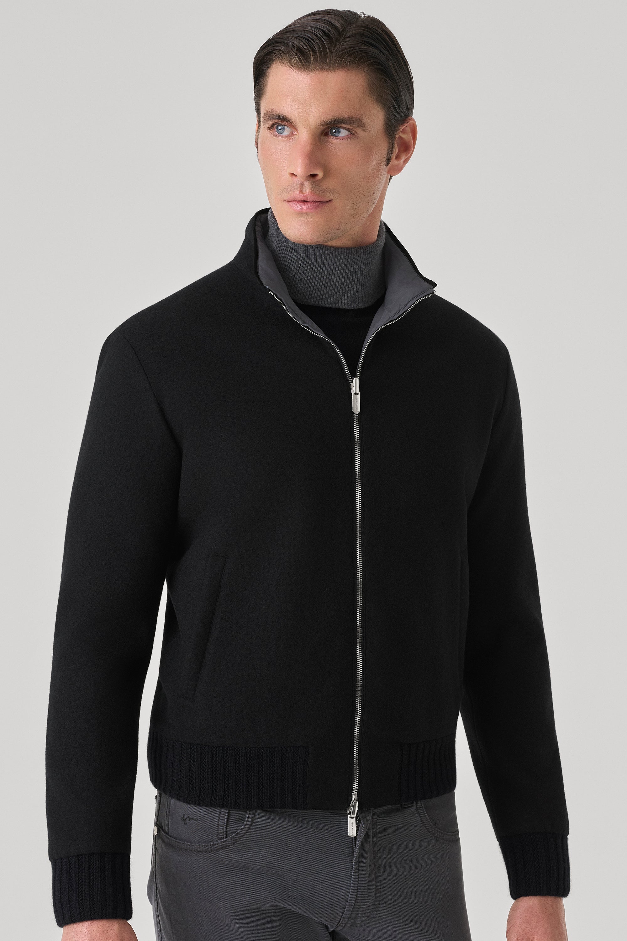 CONFORT Reversible jacket in ultimum cashmere® felt and ultra-light silk nylon