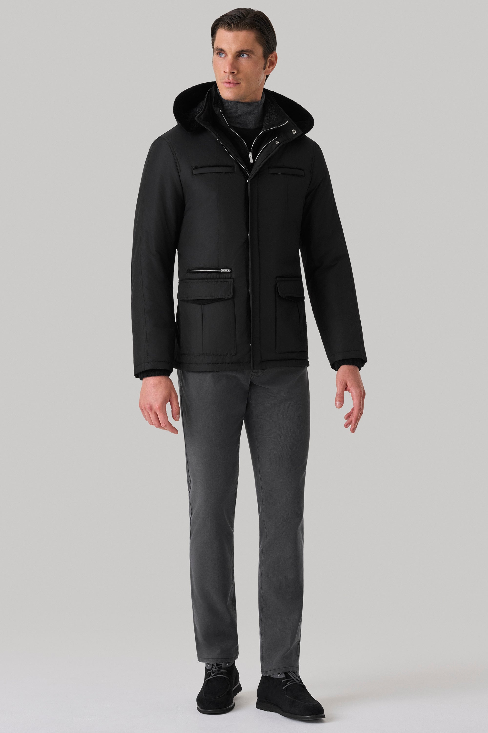 Parka Elvis en silk nylon ultra-light et vison