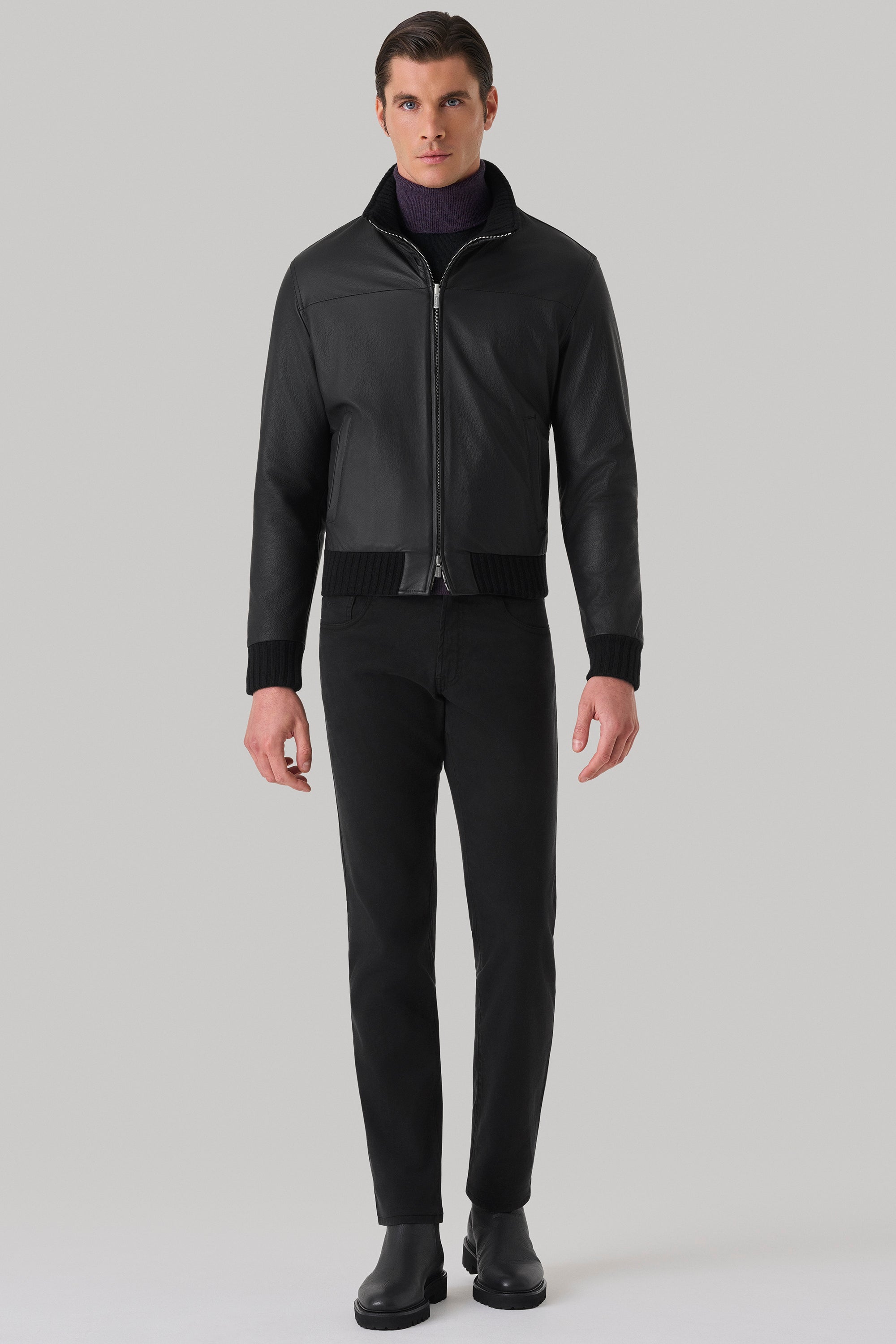 Blouson Confort réversible en cuir de cerf et ultimum cachemire felt