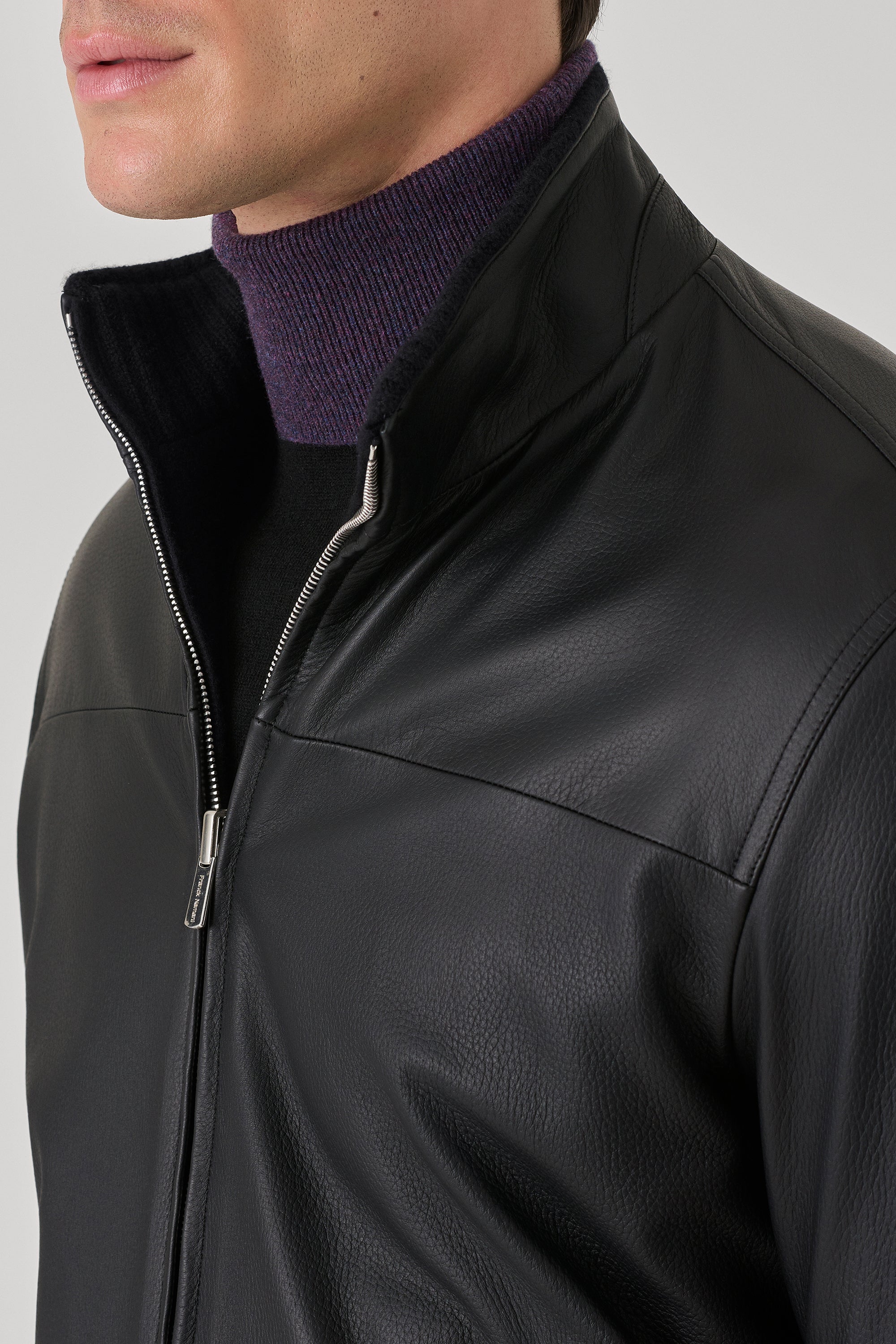 Blouson Confort réversible en cuir de cerf et ultimum cachemire felt