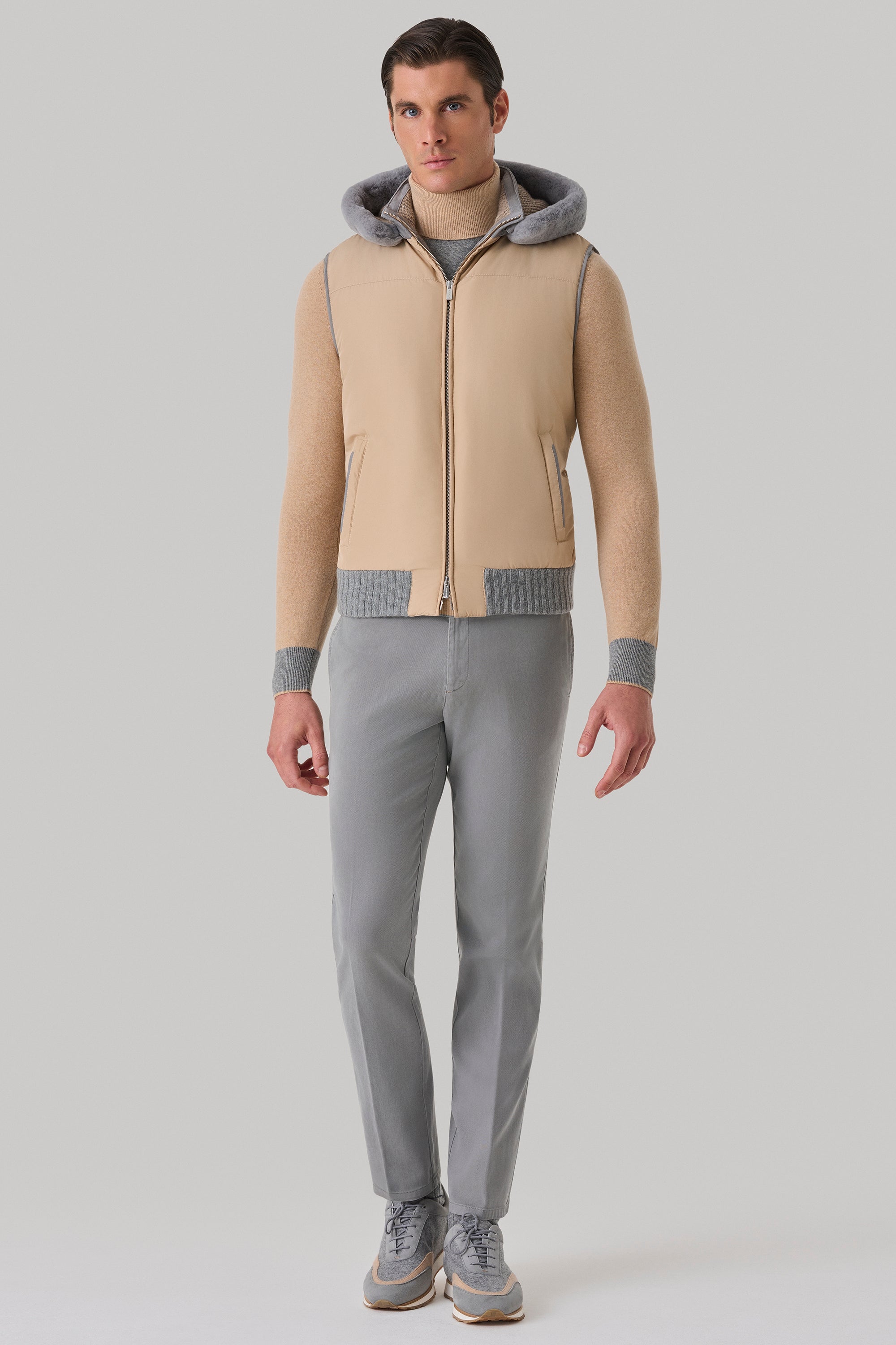 Gilet Elvis en silk nylon ultra-light et vison