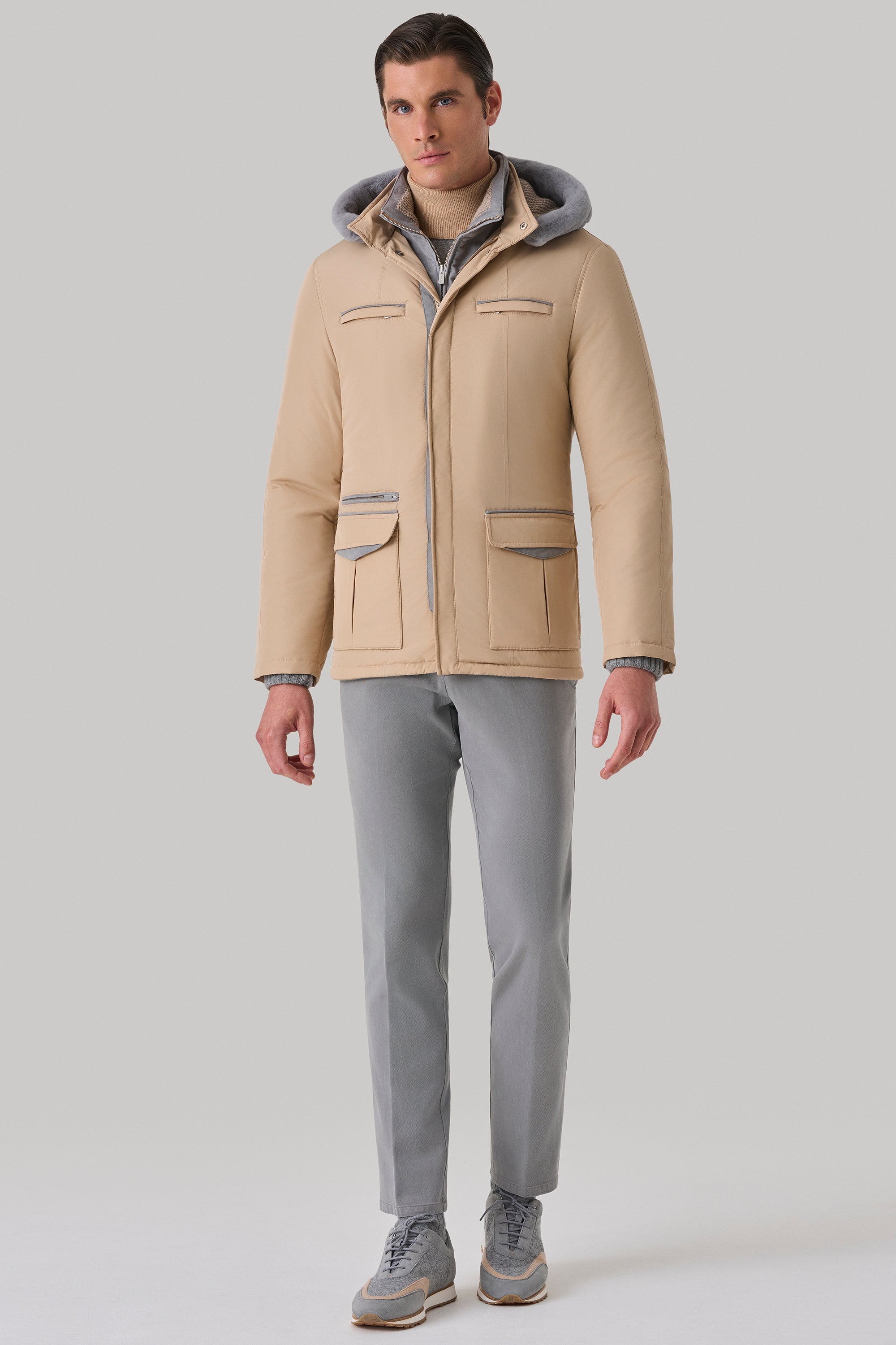 Parka Elvis en silk nylon ultra-light et vison